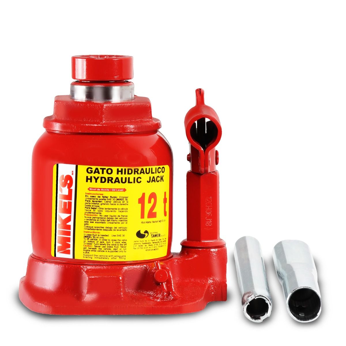 MIKELS GH-12CH Gato hidráulico de botella con tornillo de extensión (12 ton, Chaparro) - Imagen 2