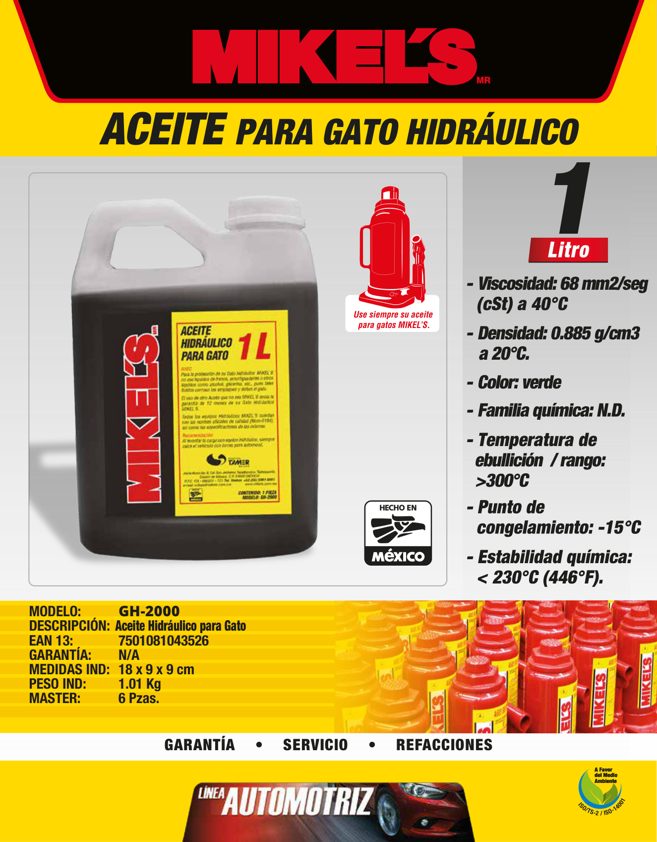 MIKELS GH-2000 Aceite hidráulico para gato (1 lt) - Imagen 2