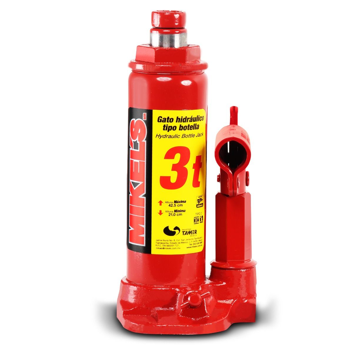 MIKELS GH-3 Gato hidráulico de botella con tornillo de extensión (3 ton)