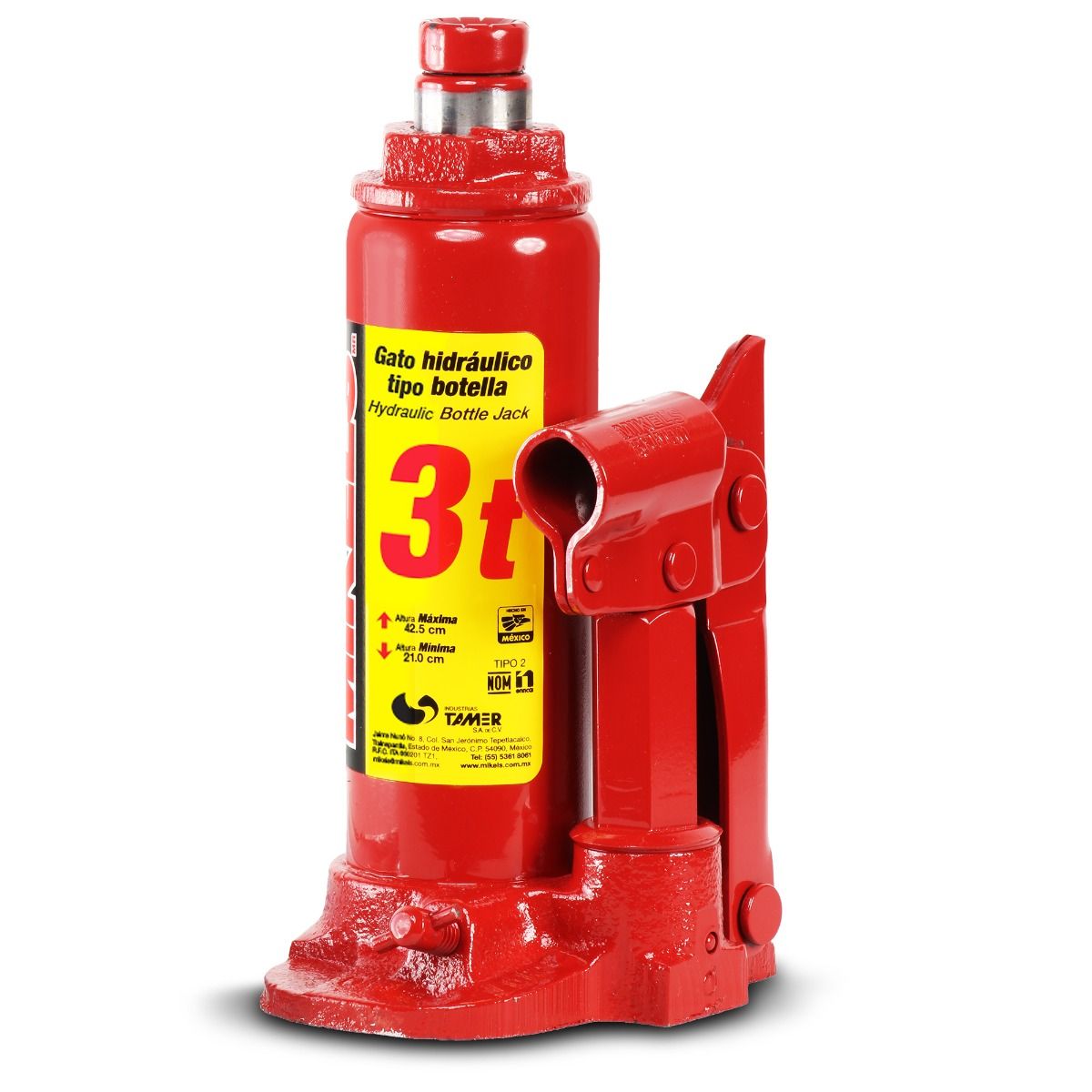 MIKELS GH-3 Gato hidráulico de botella con tornillo de extensión (3 ton) - Imagen 2