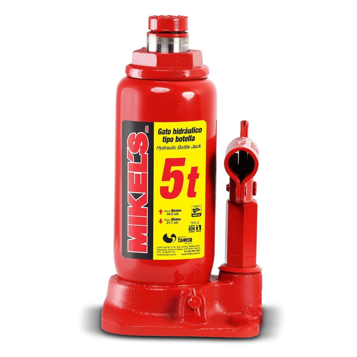 MIKELS GH-5 Gato hidráulico de botella con tornillo de extensión (5 ton)