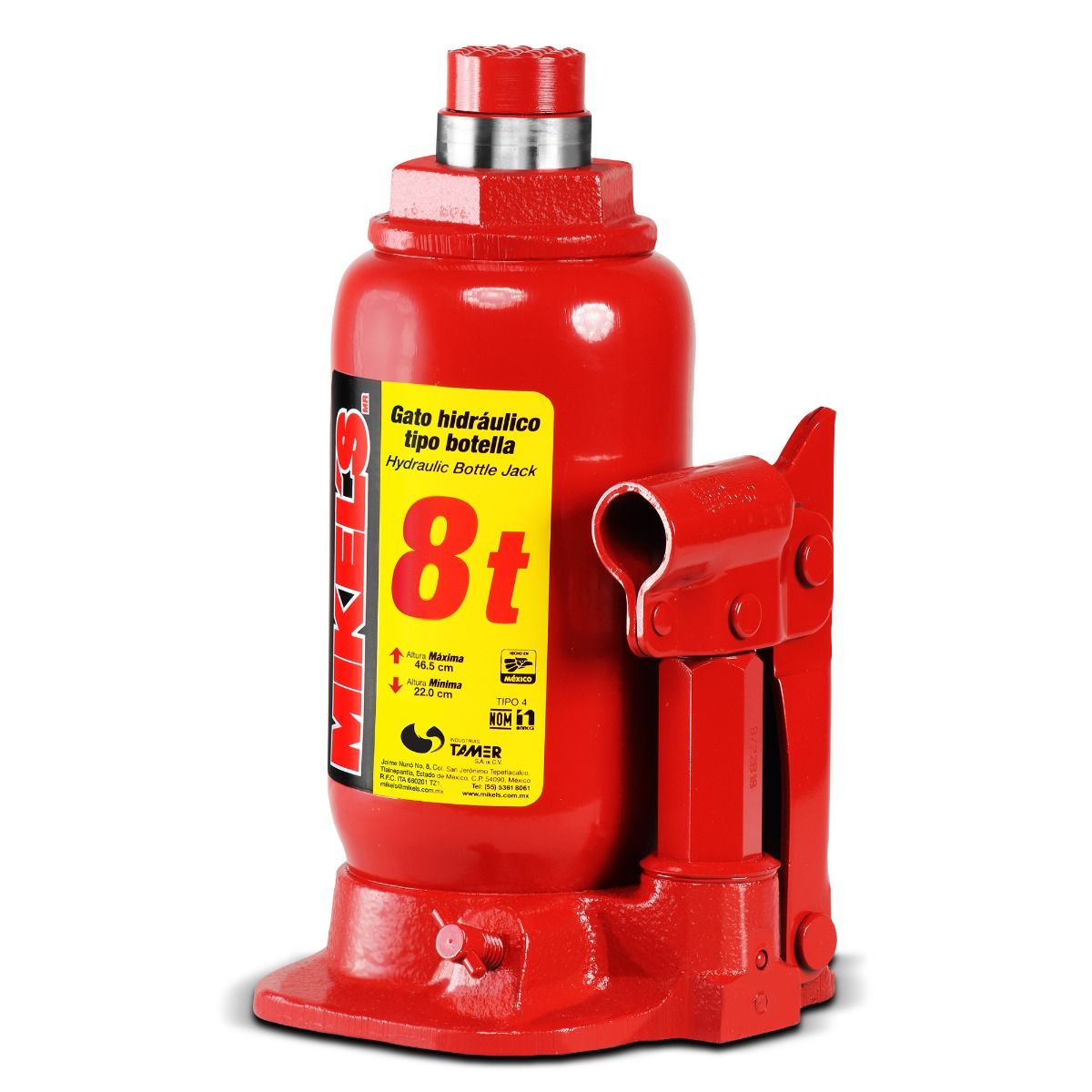 MIKELS GH-8 Gato hidráulico de botella con tornillo de extensión (8 ton) - Imagen 2