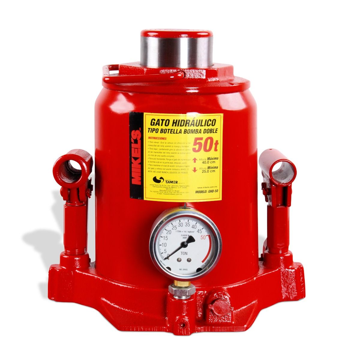 MIKELS GHD-50 Gato hidráulico de botella (50 ton, bomba de 2 velocidades)