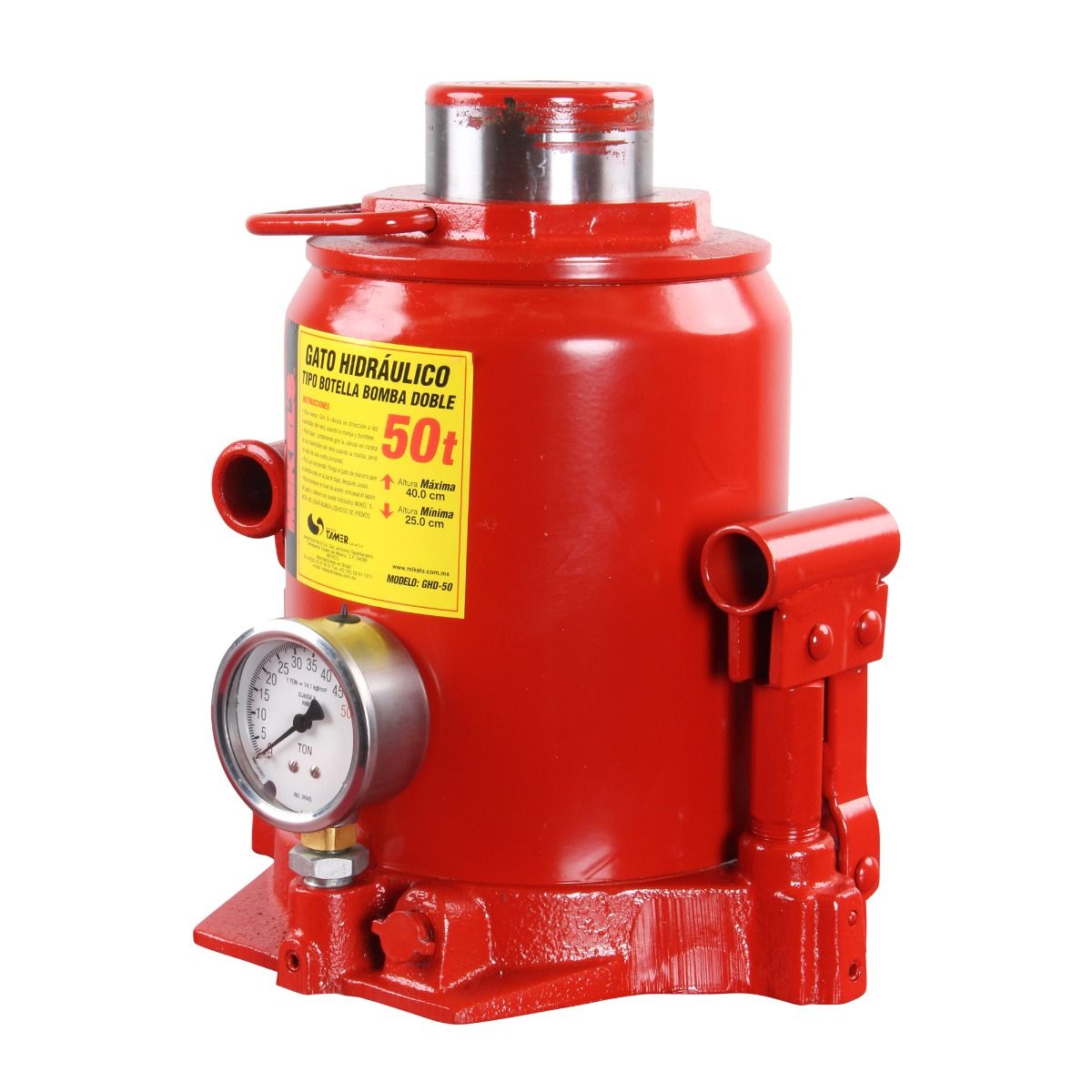 MIKELS GHD-50 Gato hidráulico de botella (50 ton, bomba de 2 velocidades) - Imagen 2