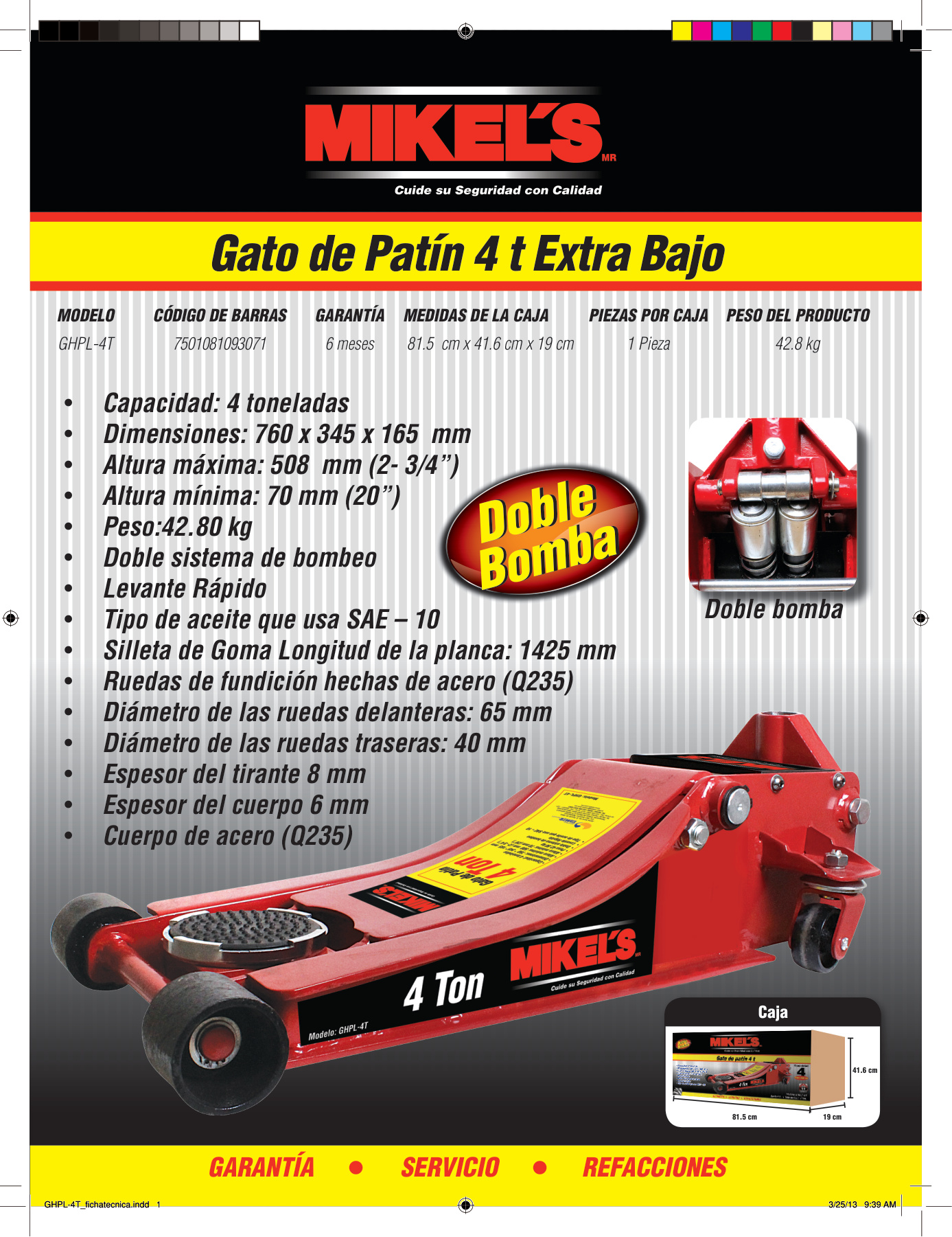MIKELS GHPL-4T Gato hidráulico de patín Extra Bajo (4 ton) - Imagen 4