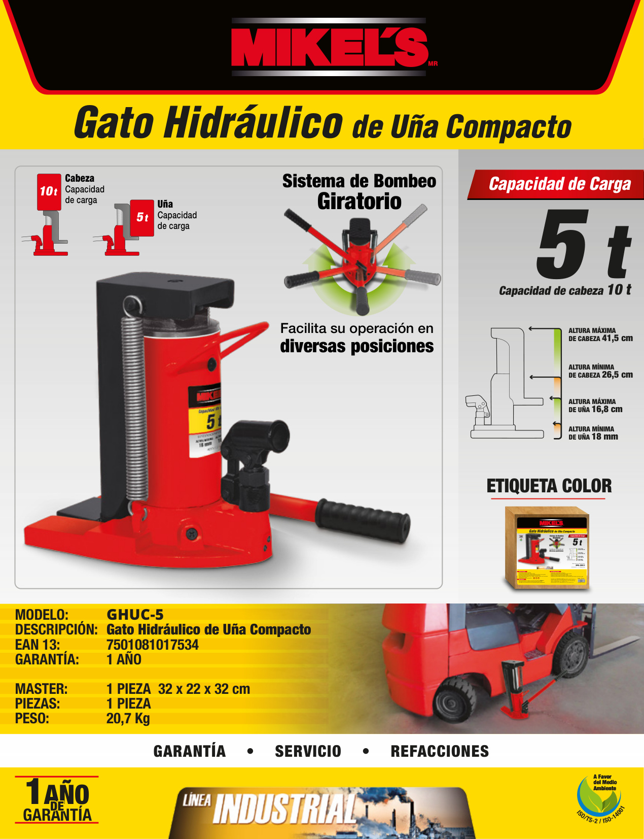MIKELS GHUC-5 Gato de uña compacto (5 ton) - Imagen 4