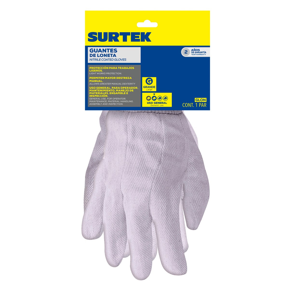 Guantes de loneta unitalla Surtek - Imagen 2