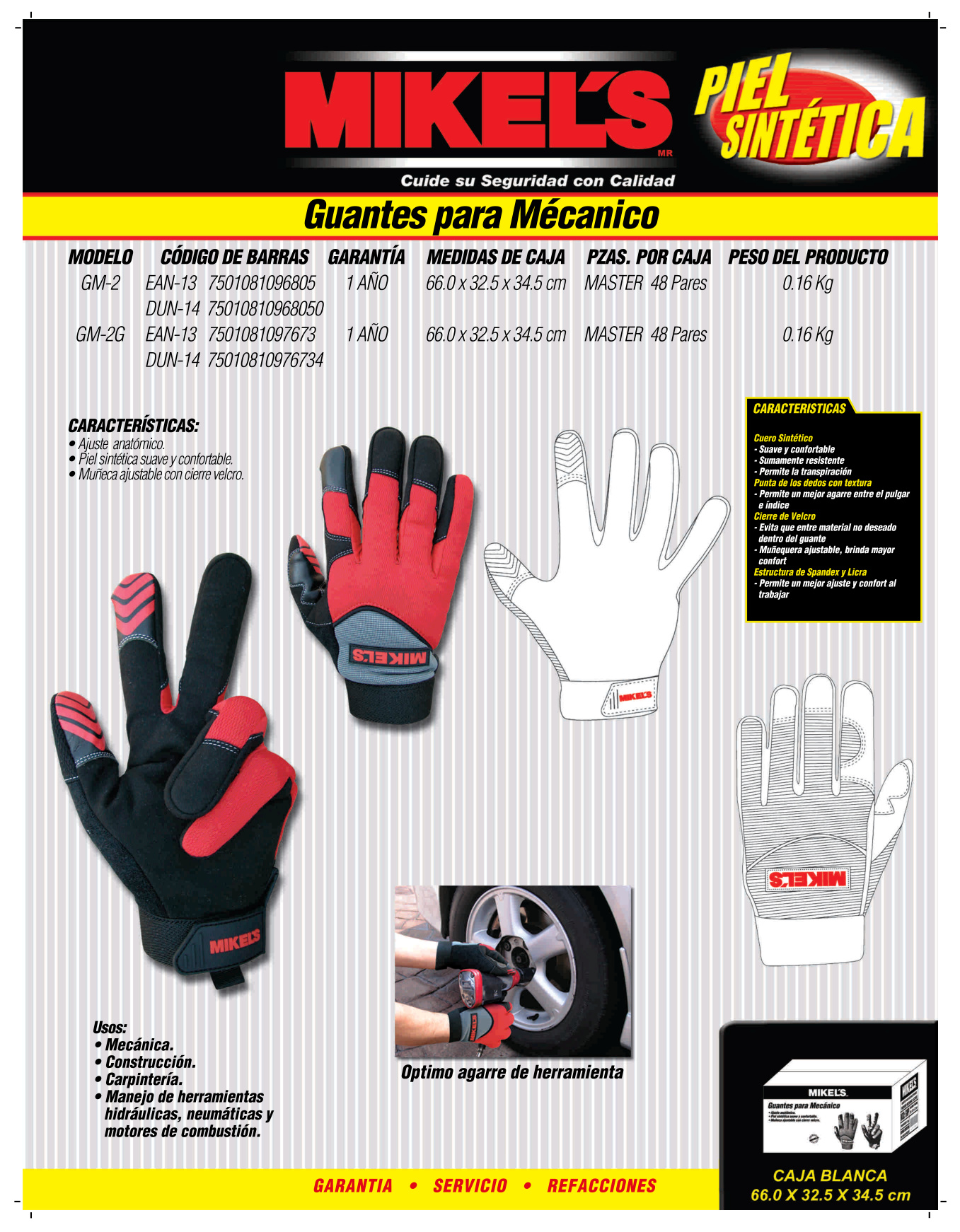 MIKELS GM-2 Guantes para trabajo para mecánico piel sintética (M) - Imagen 4