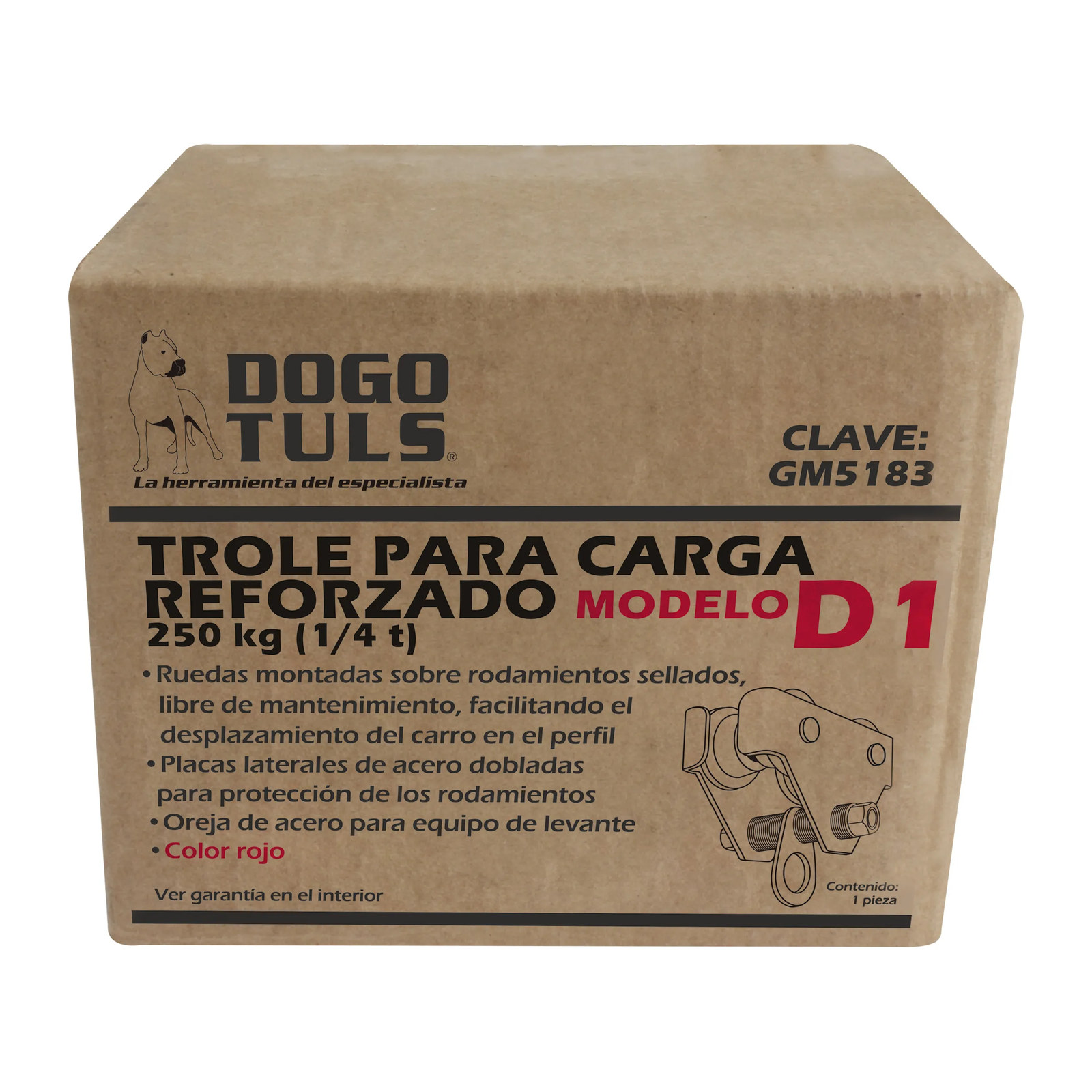 Trole para Carga 250 kg Rojo Reforzado D1 - Imagen 4