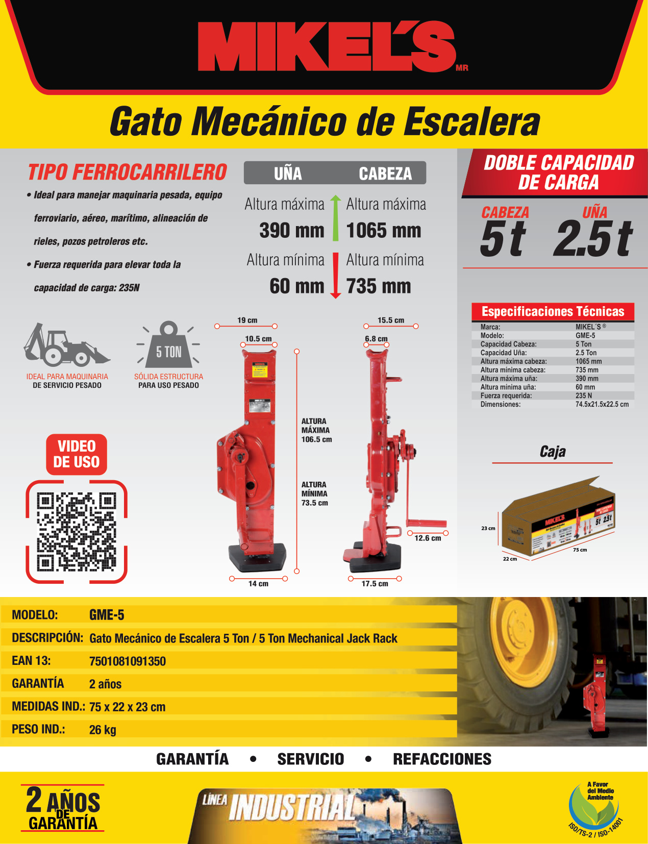 MIKELS GME-5 Gato mecánico de escalera (5 ton) - Imagen 4