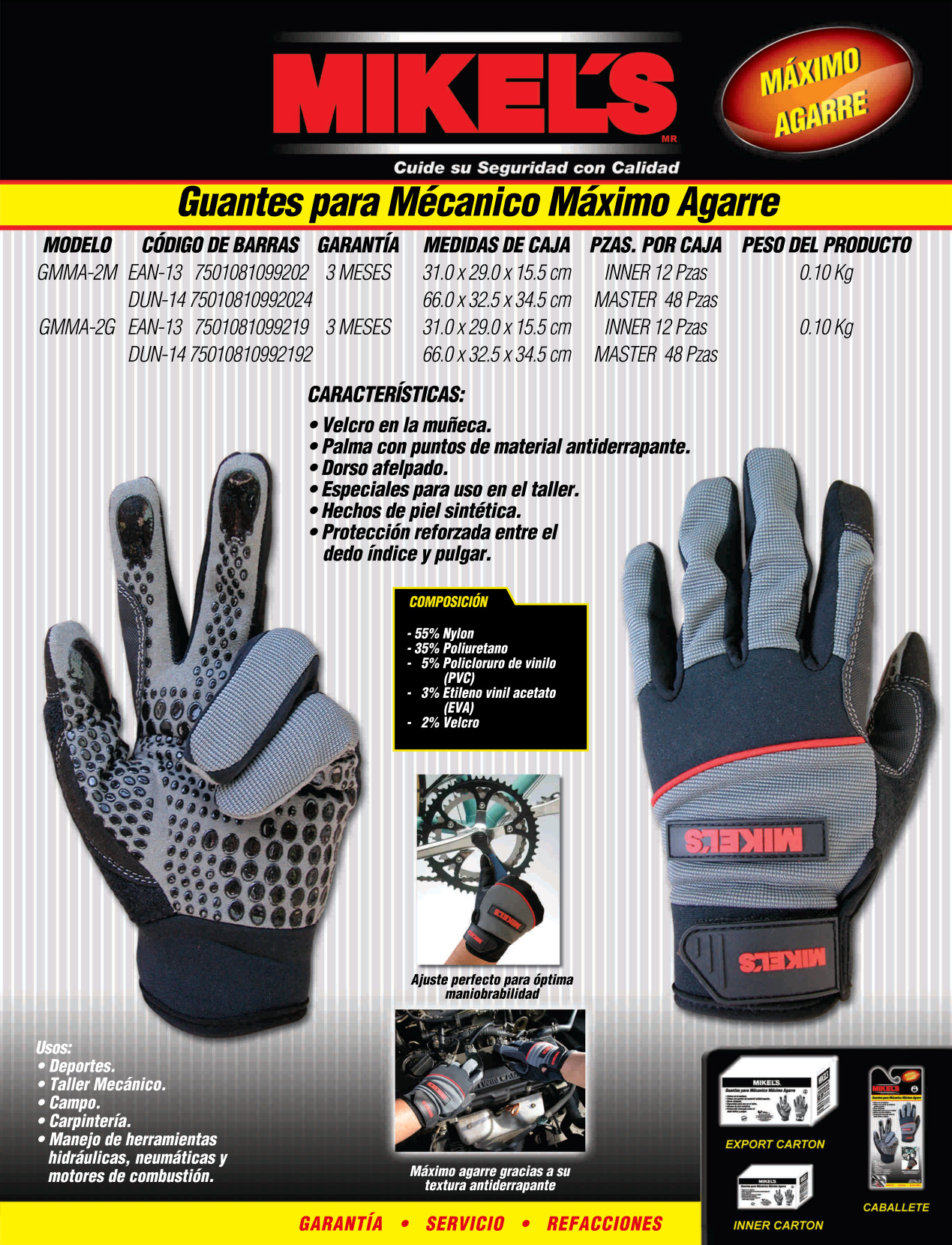 MIKELS GMMA-2M Guantes para trabajo para mecánico máximo agarre (M) - Imagen 4
