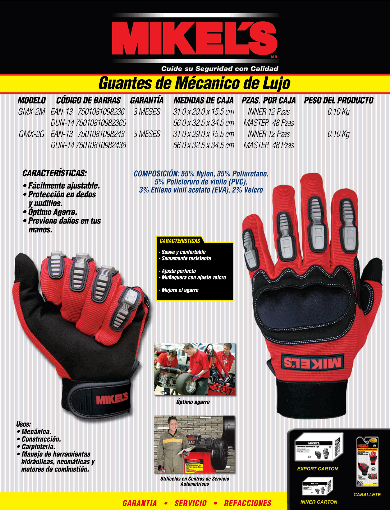 MIKELS GMX-2M Guantes para trabajo para mecánico de lujo (M) - Imagen 4