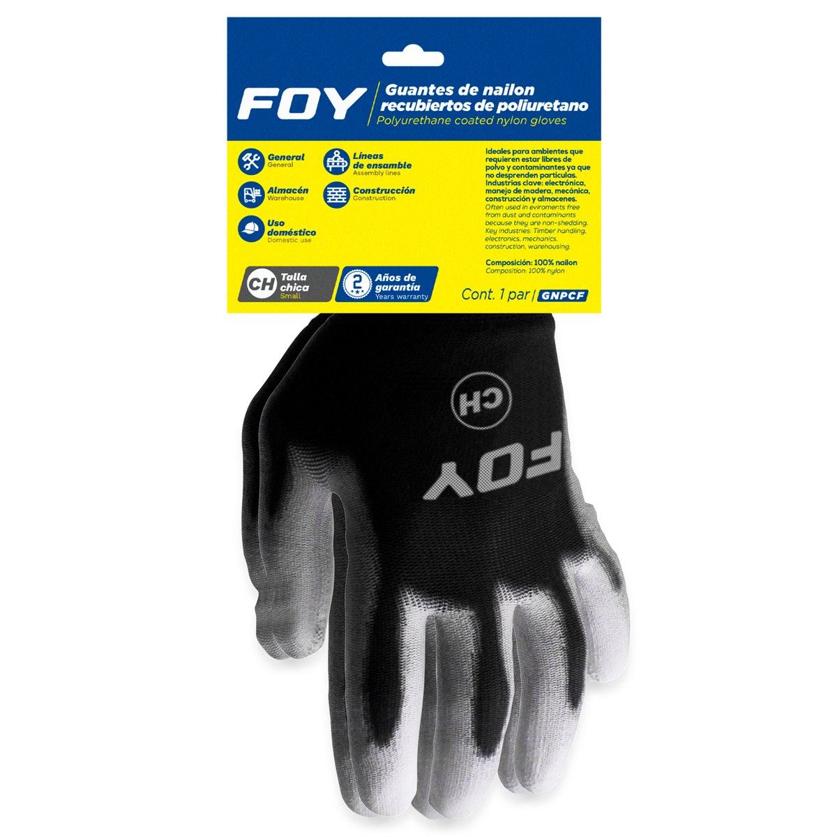 Guantes de nailon con recubrimiento de poliuretano CH Foy - Imagen 2