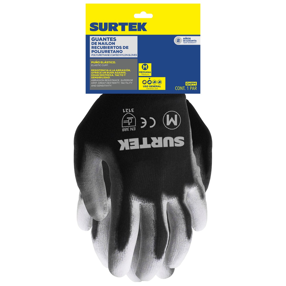 Guantes de nailon con recubrimiento de poliuretano M Surtek - Imagen 2