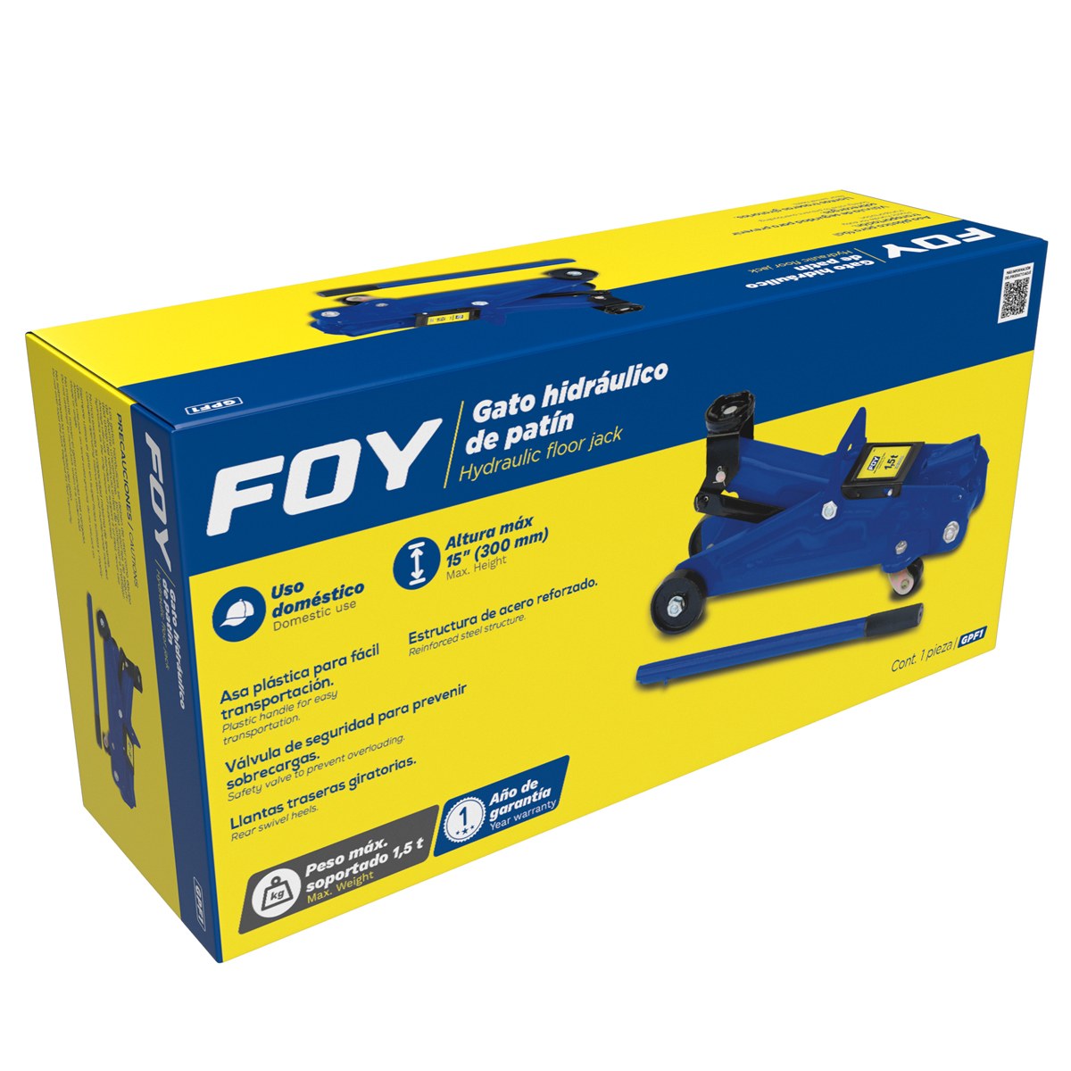 Gato hidráulico de patín compacto, 1.5 ton Foy - Imagen 2