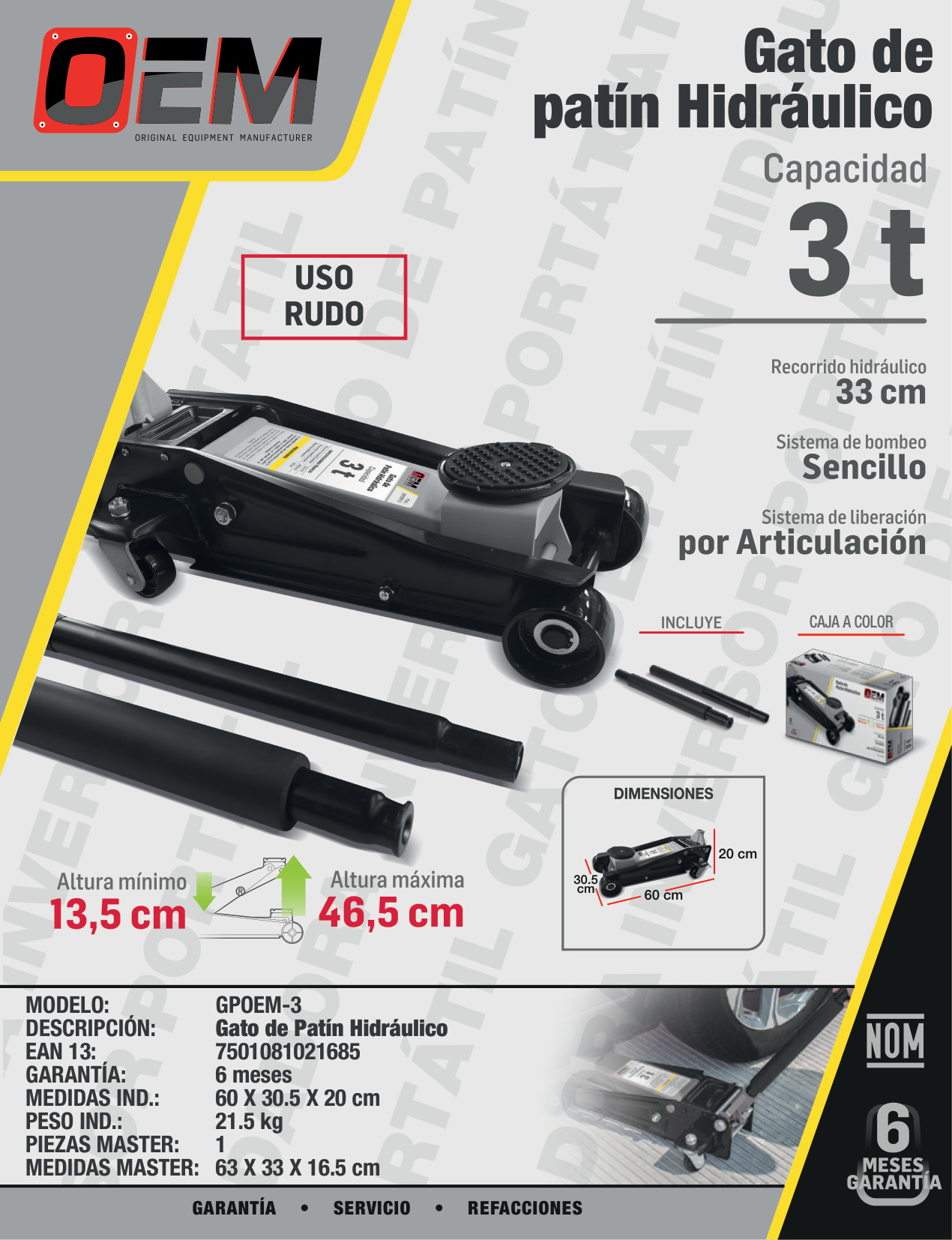 OEM GPOEM-3 OEM Gato de patÍn (3 ton) - Imagen 4