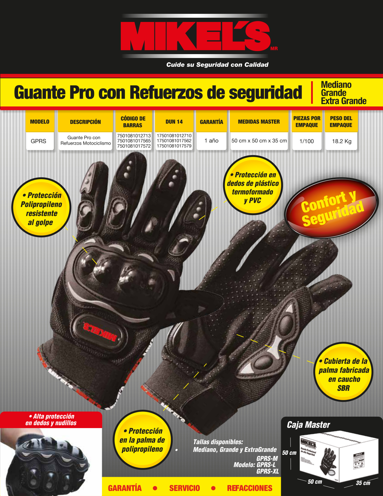 MIKELS GPRS-M Guante Pro con refuerzos de seguridad (M) - Imagen 4