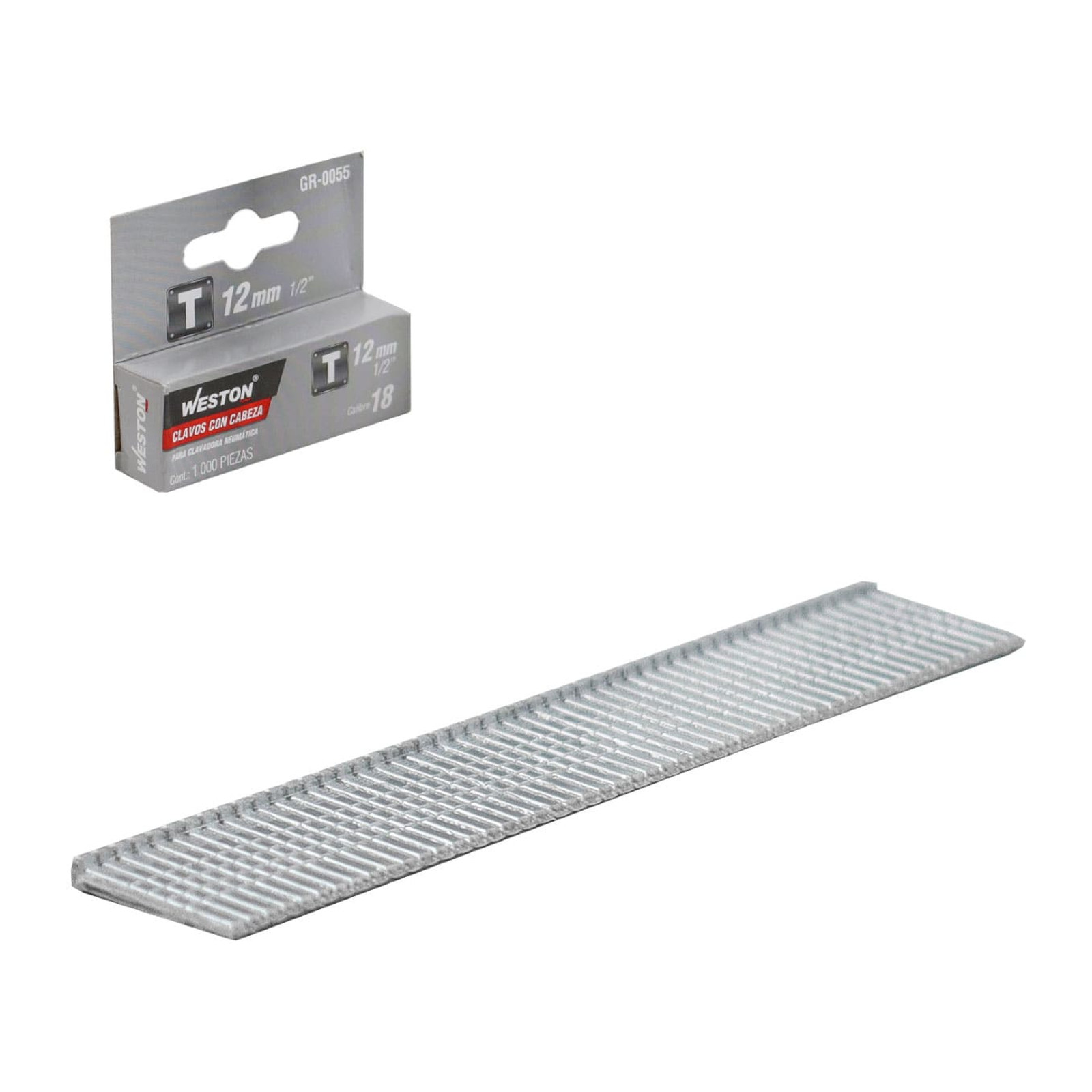 Weston Clavos con Cabeza para Clavadora Neumática 1/2" (12 mm) Caja con 1,000 Piezas