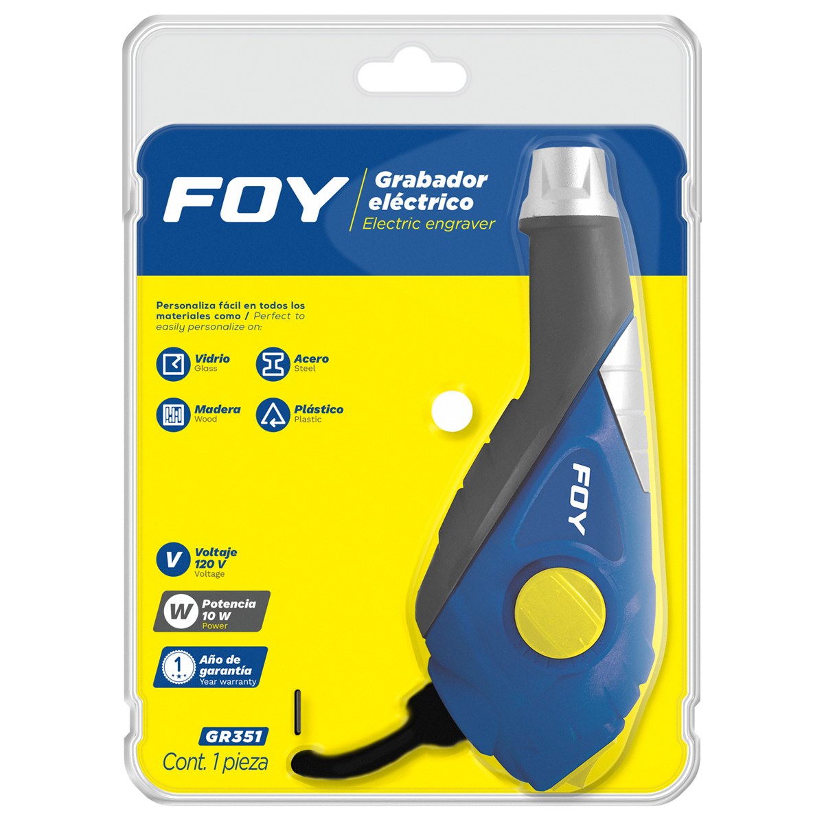 Grabador eléctrico para personalizar en vidrio, madera, acero y plástico 13 W Foy - Imagen 2