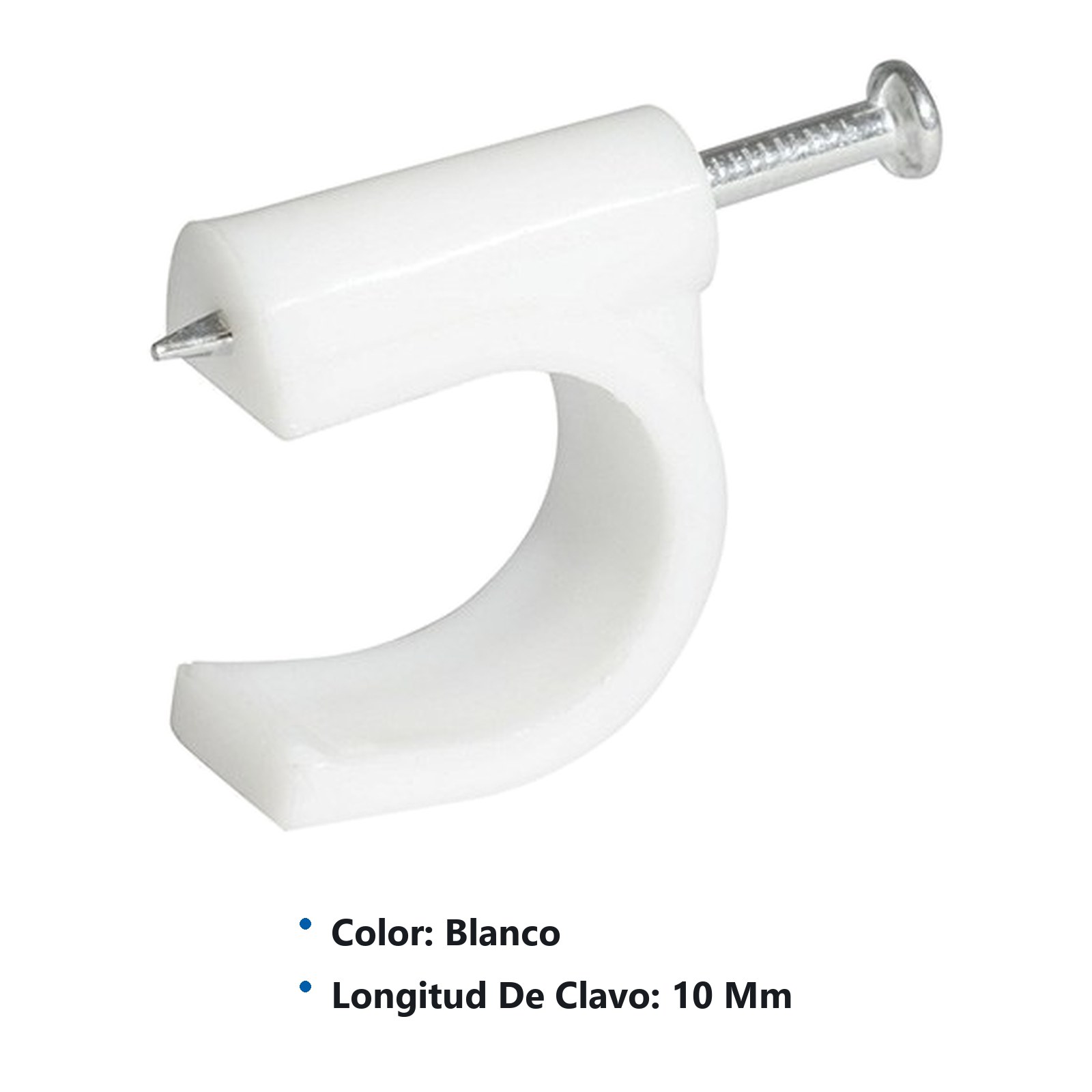 Grapa para cable coaxial 10 mm, color blanco, 20 piezas Surtek - Imagen 2