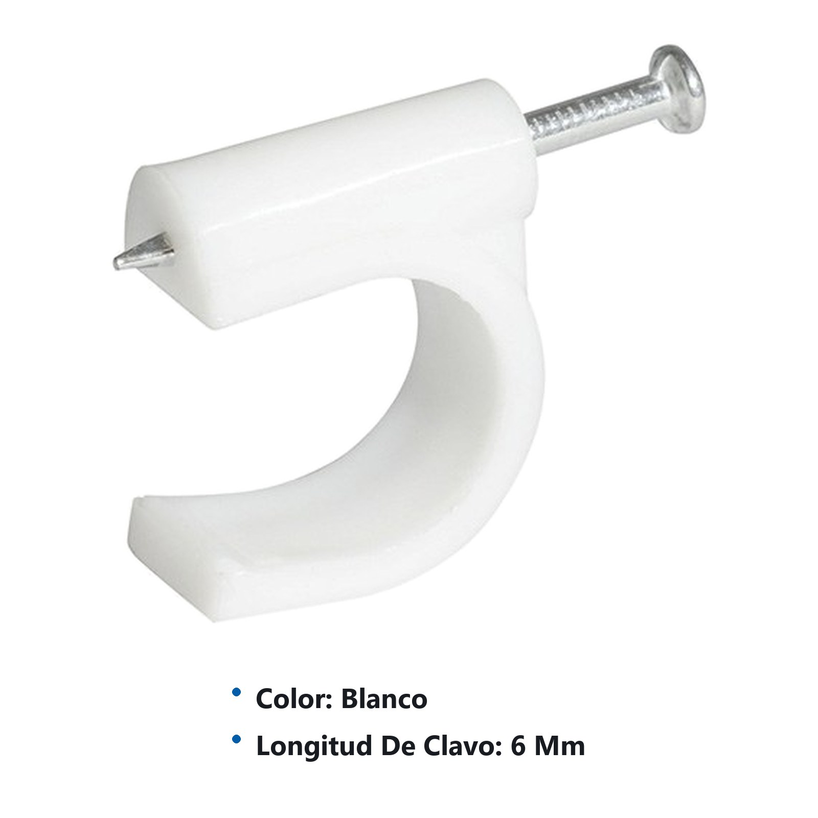 Grapa para cable coaxial 6 mm, color blanco, 20 piezas Surtek - Imagen 2