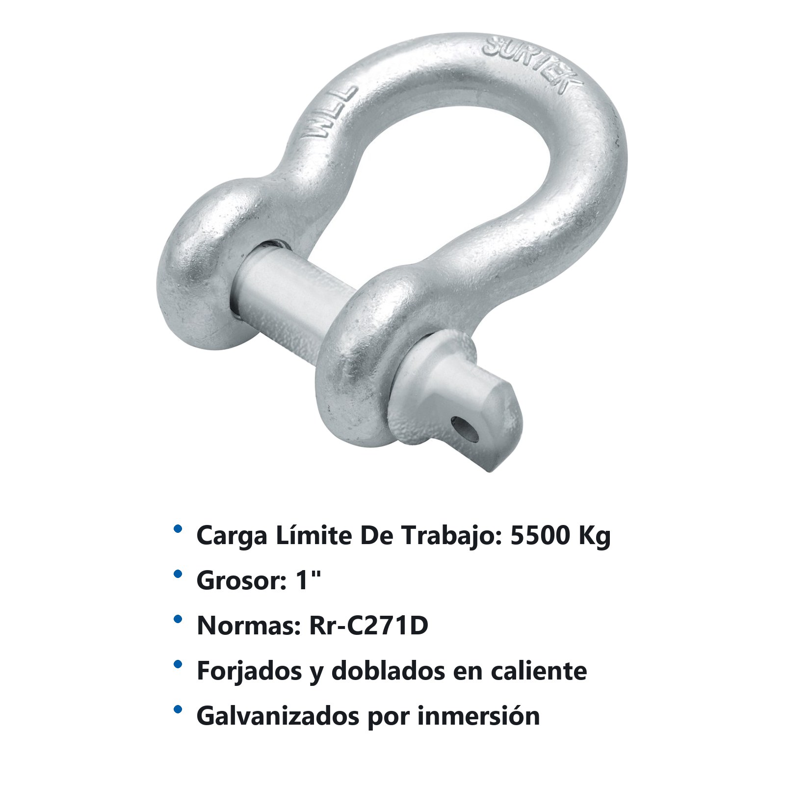Grillete de acero forjado comercial 1" Surtek - Imagen 3