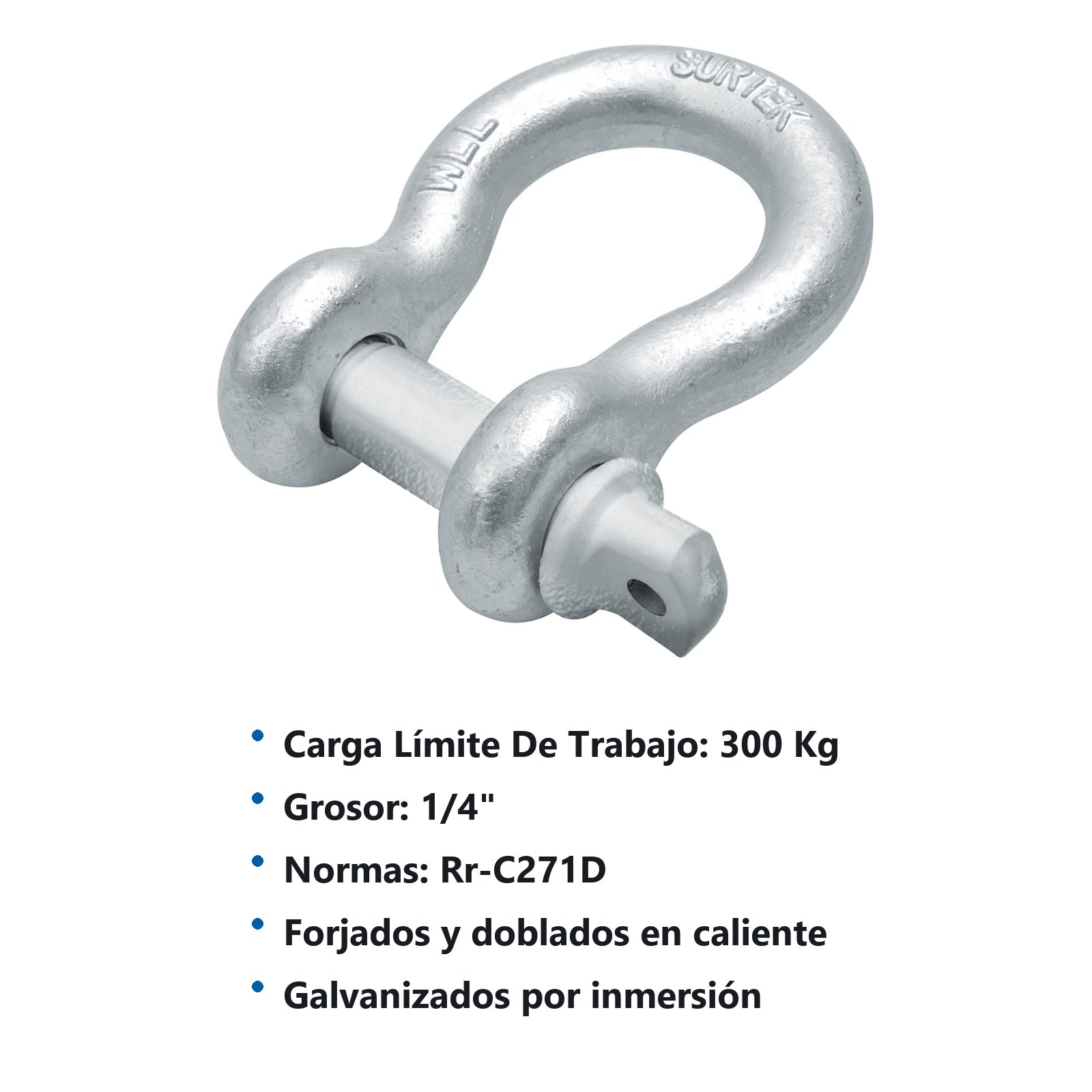 Grillete de acero forjado comercial 1/4" Surtek - Imagen 3