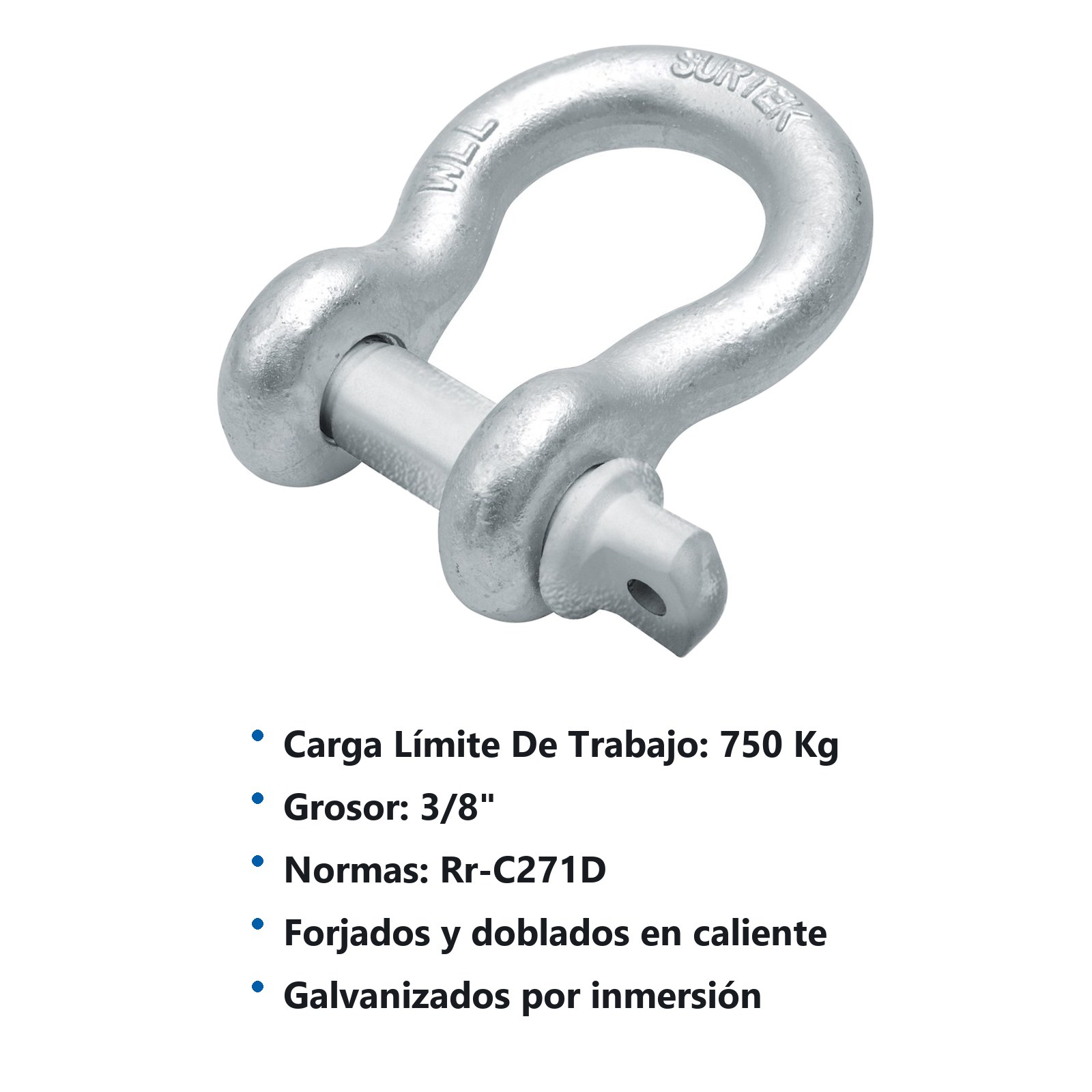 Grillete de acero forjado comercial 3/8" Surtek - Imagen 3