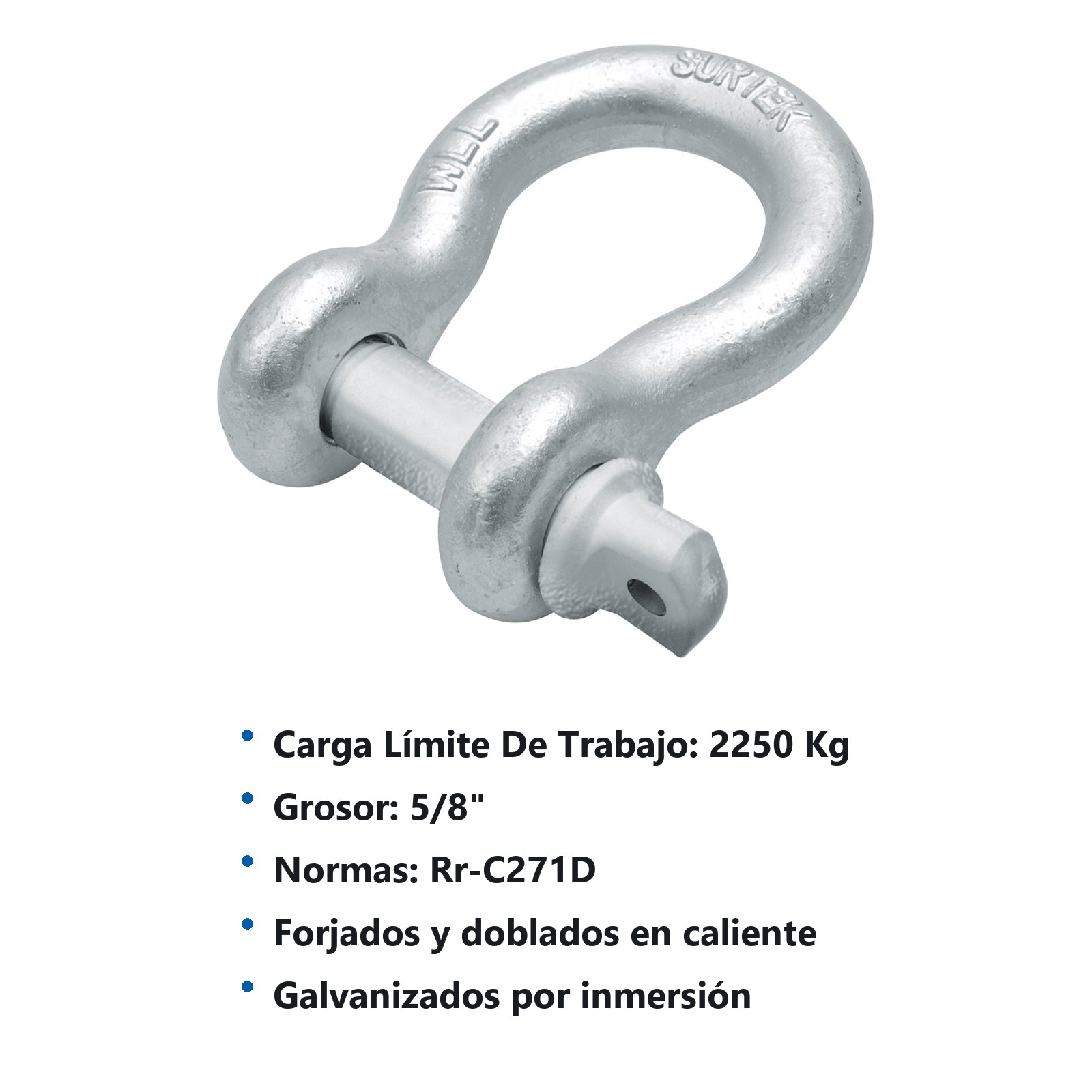 Grillete de acero forjado comercial 5/8" Surtek - Imagen 3