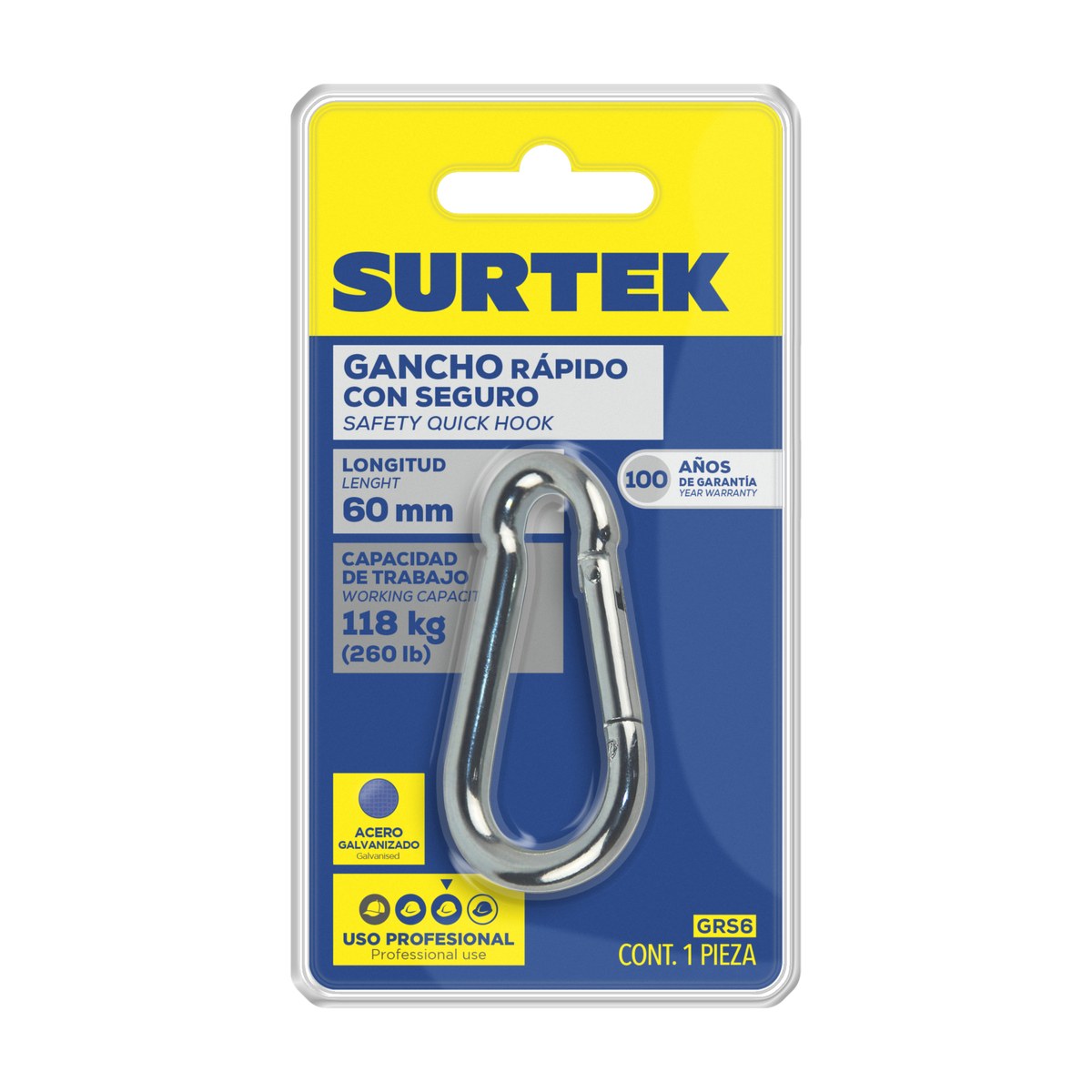 Gancho rápido con seguro 6 x 60 mm Surtek - Imagen 2