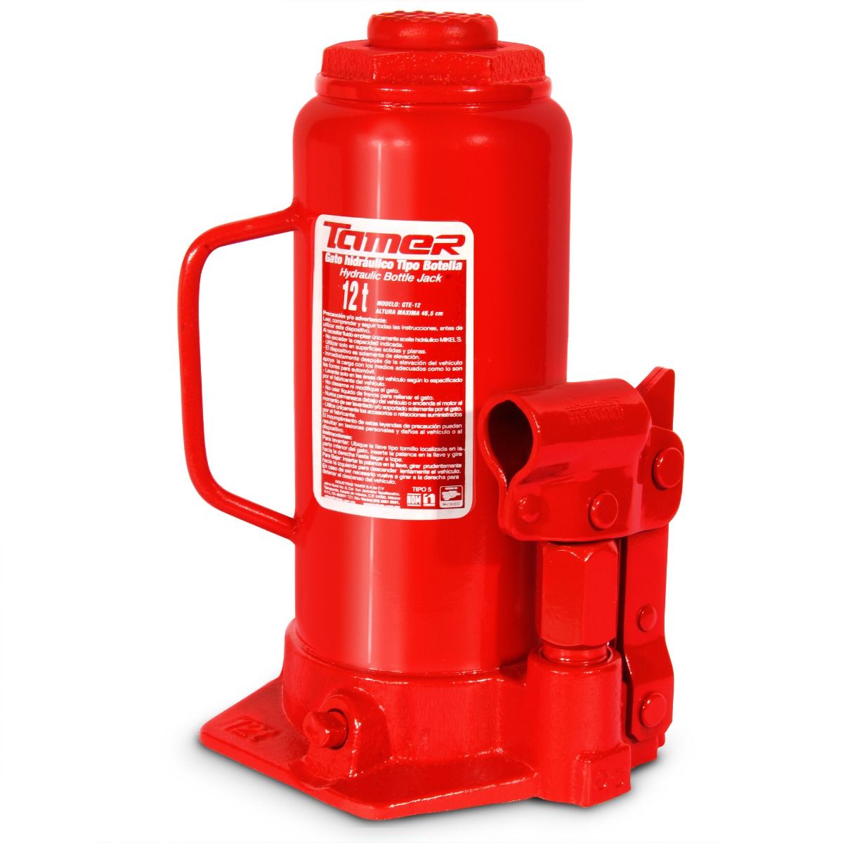 TAMER GTE-12 Gato hidráulico de botella con tornillo de extensión (12 ton)