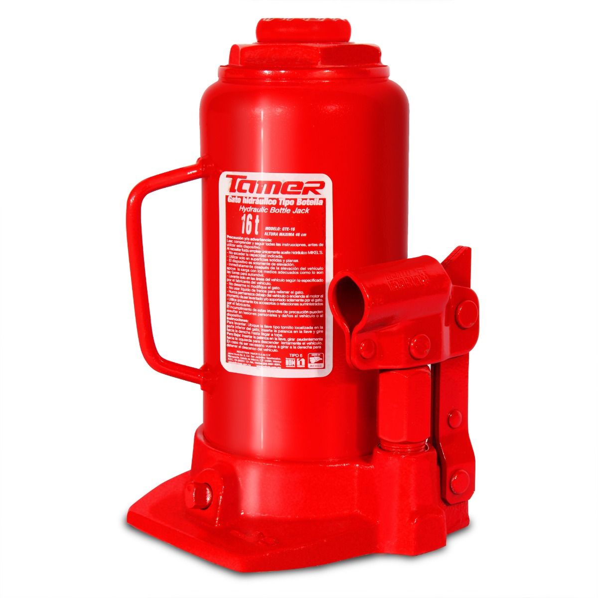 TAMER GTE-16 Gato hidráulico de botella con tornillo de extensión (16 ton)