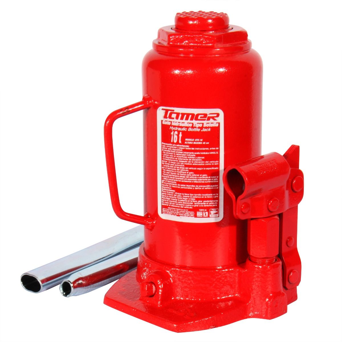 TAMER GTE-16 Gato hidráulico de botella con tornillo de extensión (16 ton) - Imagen 3