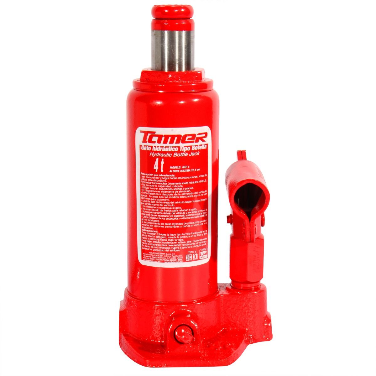 TAMER GTE-4 Gato hidráulico de botella con tornillo de extensión (4 ton) - Imagen 2
