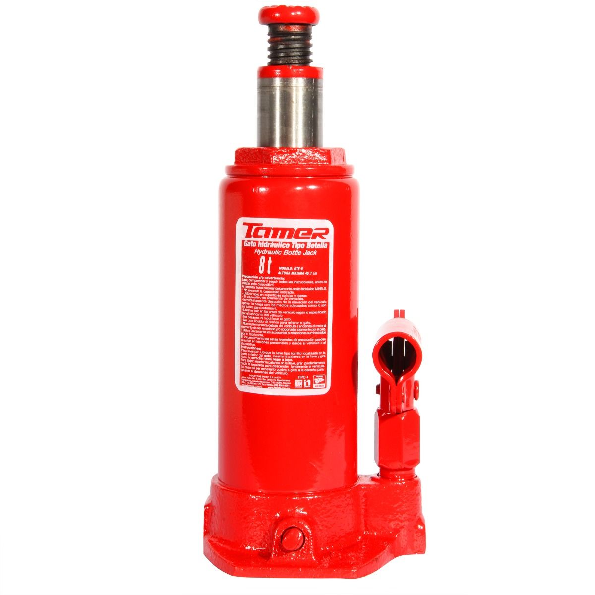 TAMER GTE-8 Gato hidráulico de botella con tornillo de extensión (8 ton) - Imagen 3