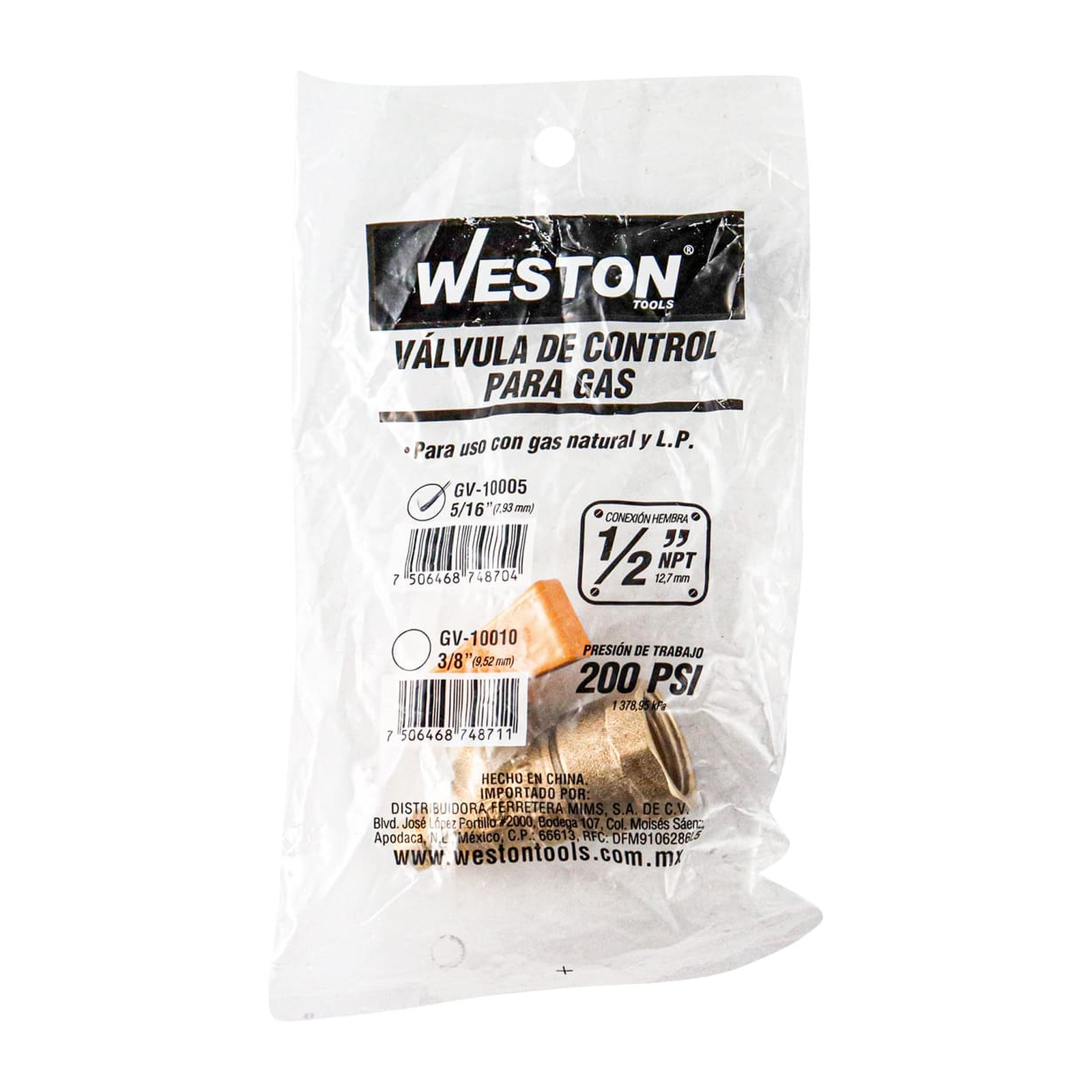 VÁLVULA DE CONTROL PARA GAS 5/16" X 1/2" (CAJA C/20 PZAS - PRECIO X PIEZA) - Imagen 4