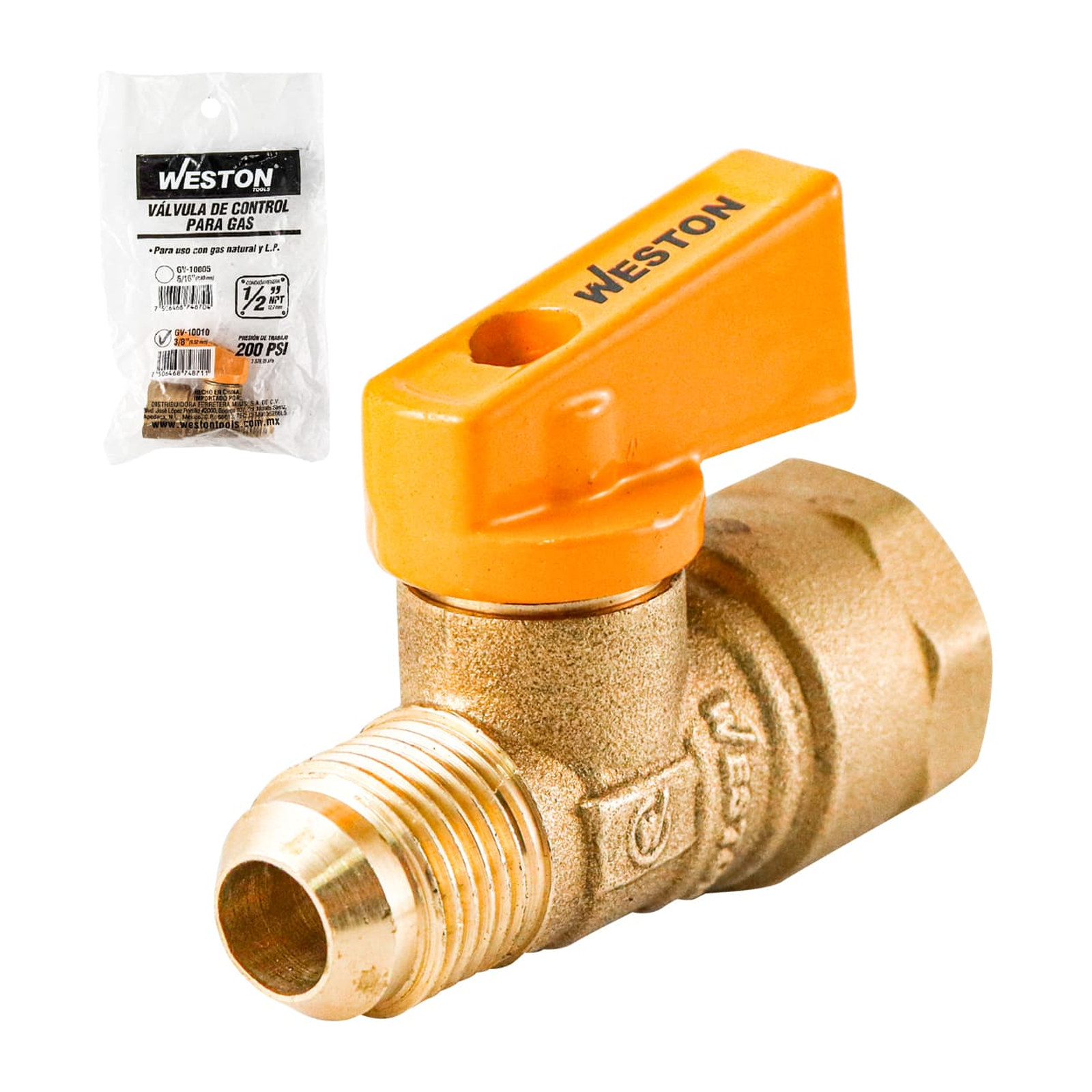 Válvula de Control para Gas 3/8" x 1/2" WESTON