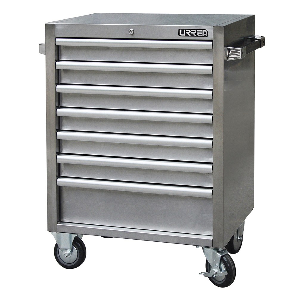 Gabinete acero inoxidable móvil 7 gavetas serie H 27" Urrea