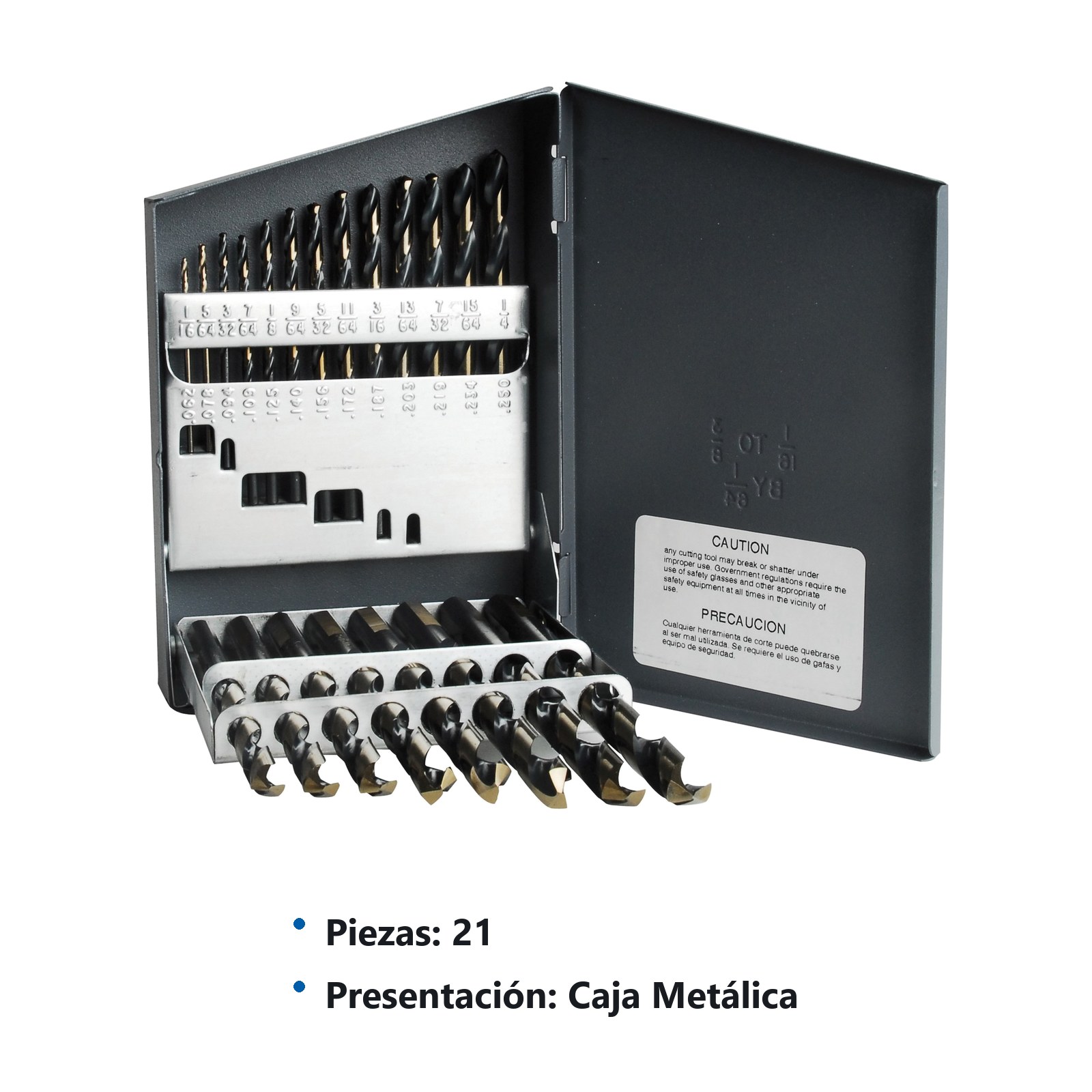 Juego de brocas premium de acero de alta velocidad zanco 3 planos, 21 piezas Urrea - Imagen 2