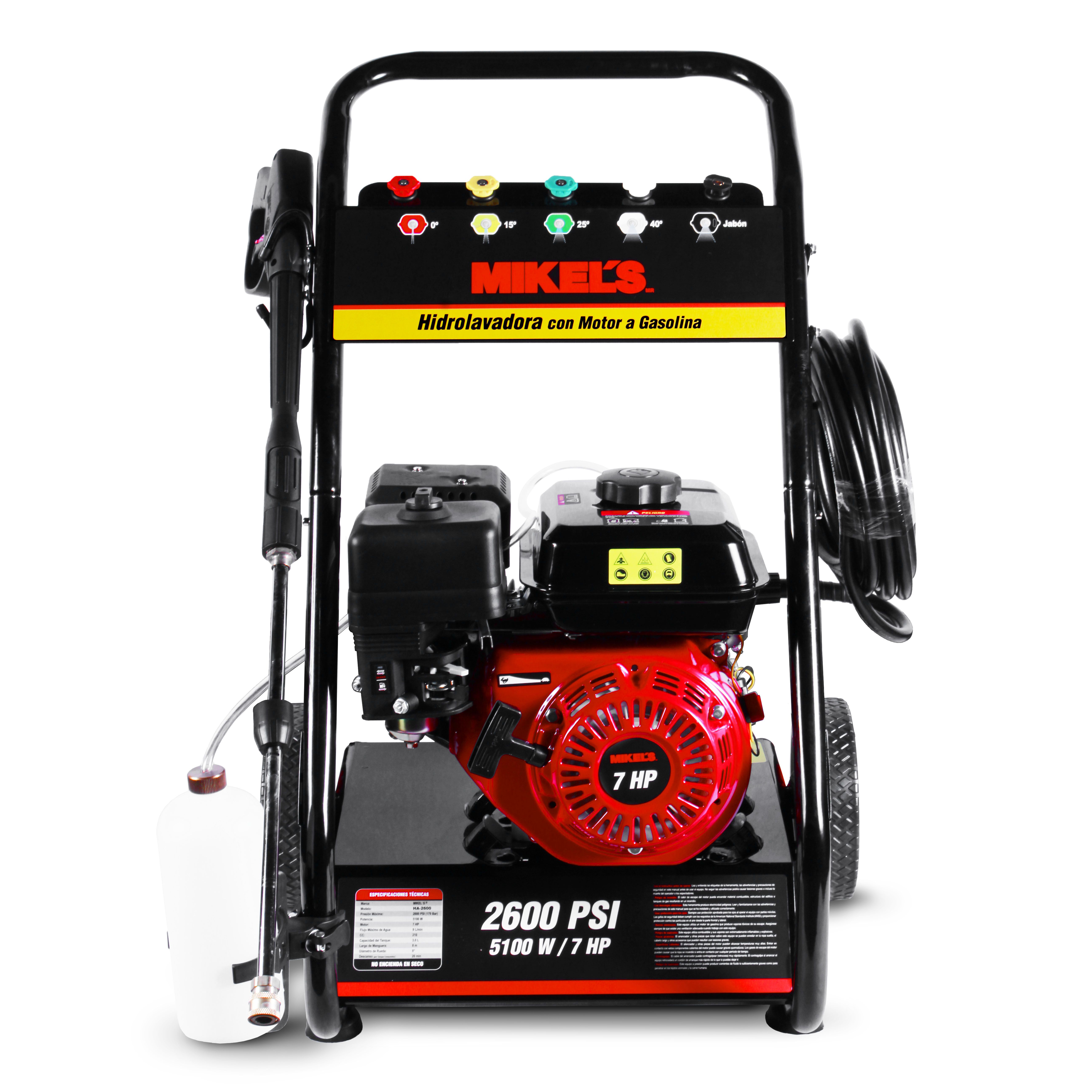 MIKELS HA-2600 Hidrolavadora de alta presión a gasolina motor 4 tiempos (2,600 PSI / 7 HP) - Imagen 2