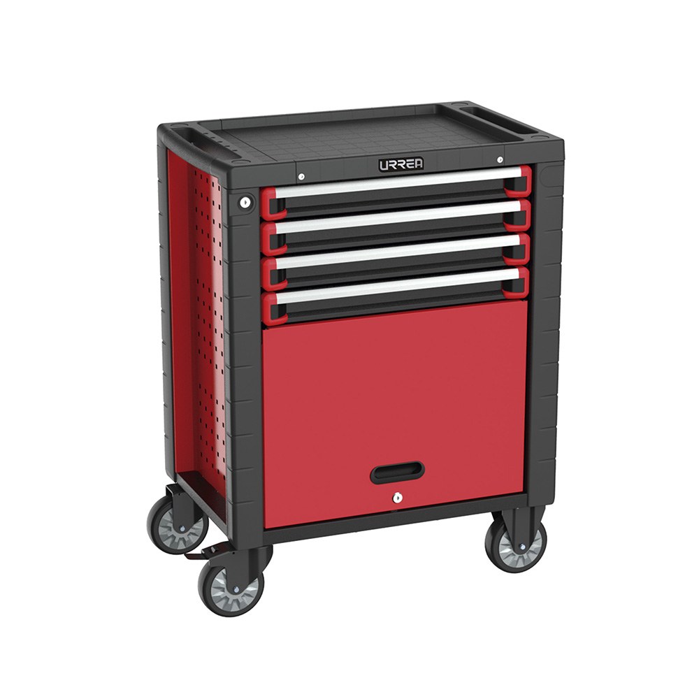 Gabinete móvil 4 gavetas color rojo y negro serie HD 28" Urrea