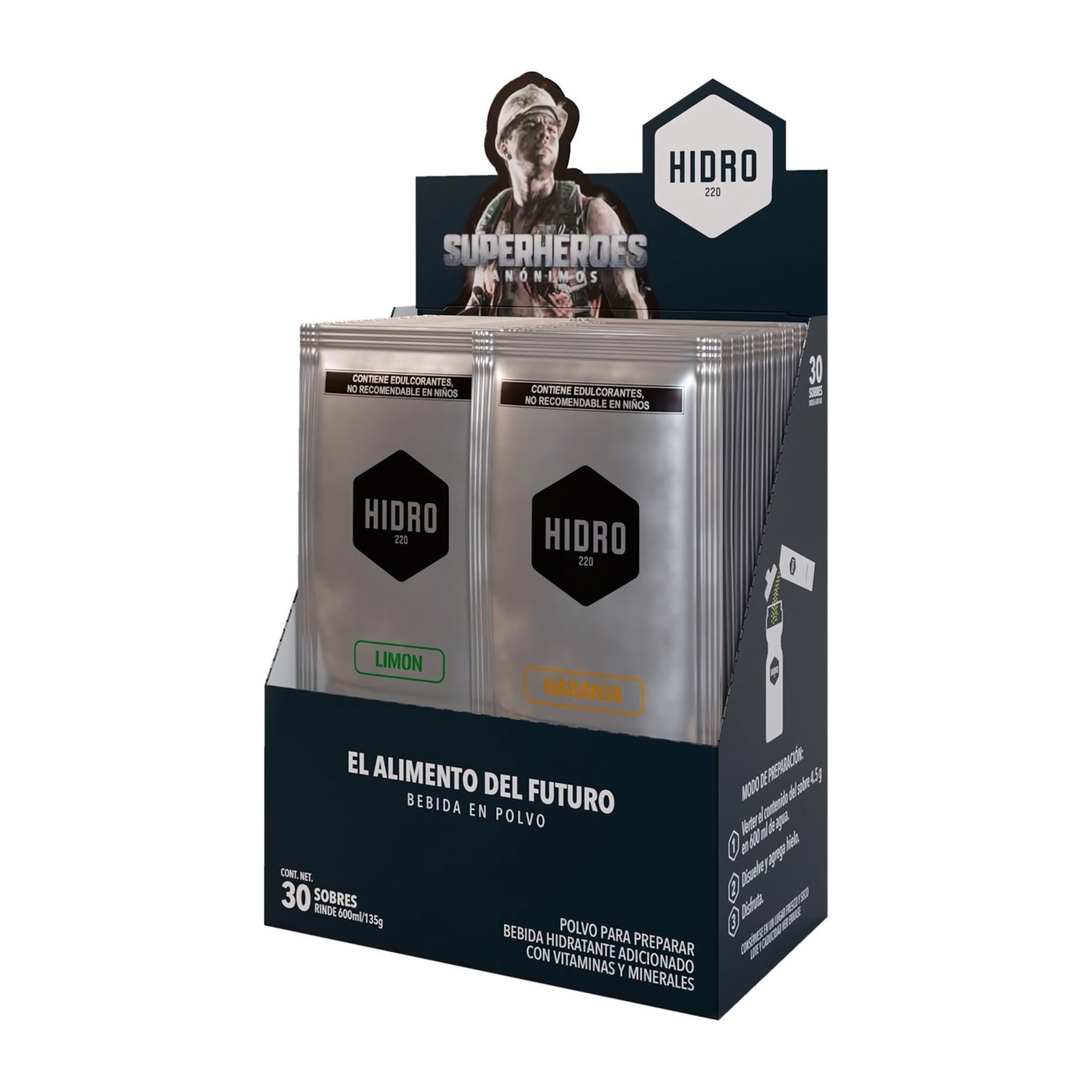 CAJA 30 SOBRES PACK 135 g (4.5g c/u) PARA 600ml MULTISABOR HIDRO220