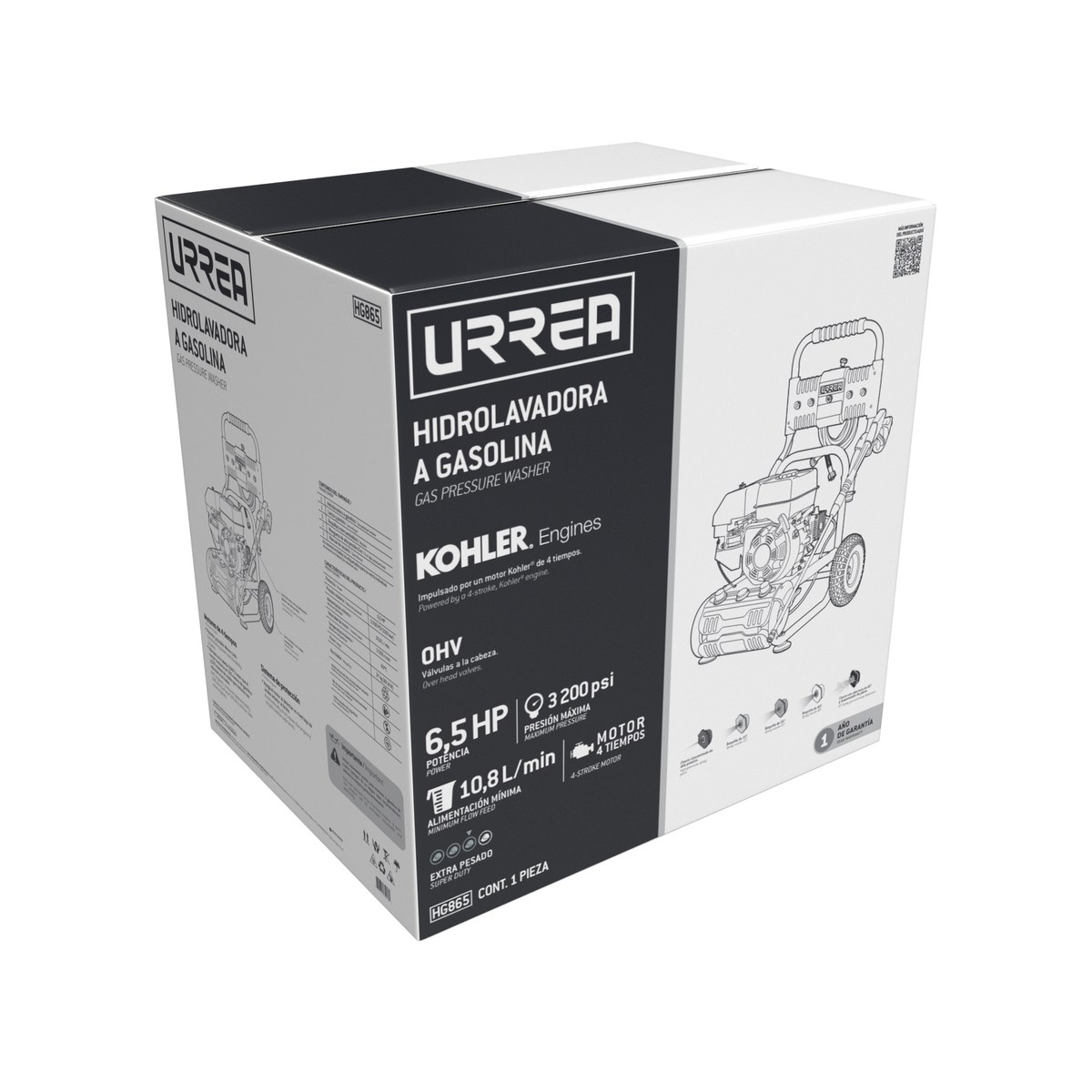 Hidrolavadora a gasolina 6.5 HP 3200 PSI, 18.1 Lt por minuto Urrea - Imagen 2