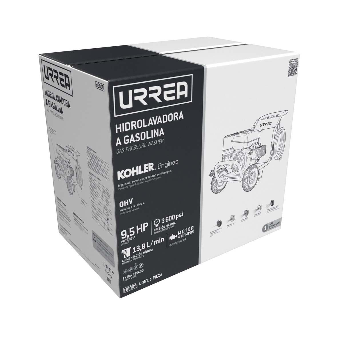 Hidrolavadora a gasolina 9.5 HP 3600 PSI, 10.3 Lt por minuto Urrea - Imagen 2