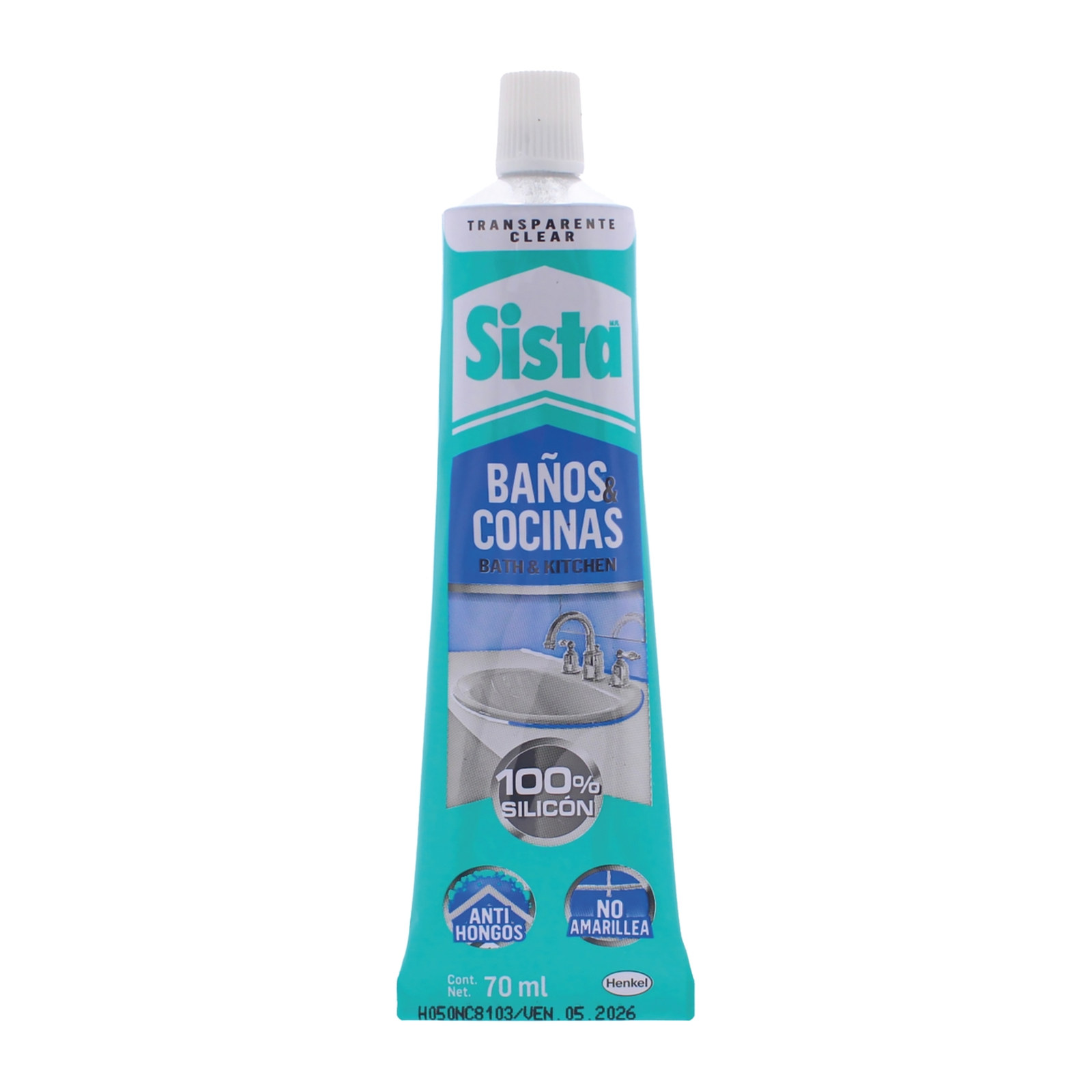 SILICÓN PARA BAÑOS Y COCINAS TRANSPARENTE SISTA B&C 70 ML