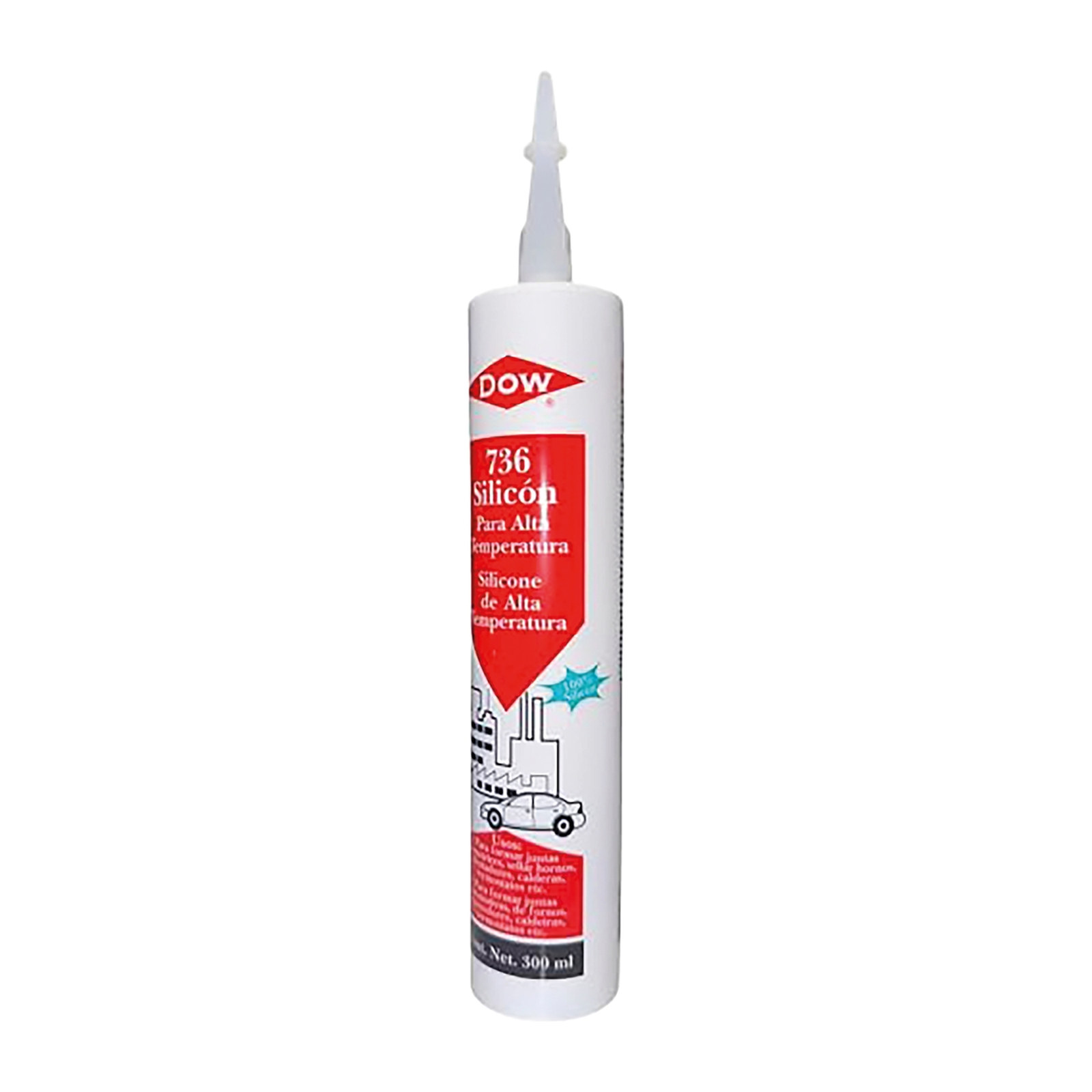 SELLADOR SILICÓN RESISTENTE AL CALOR COLOR ROJO DOWSIL 736 300 ML CARTUCHO