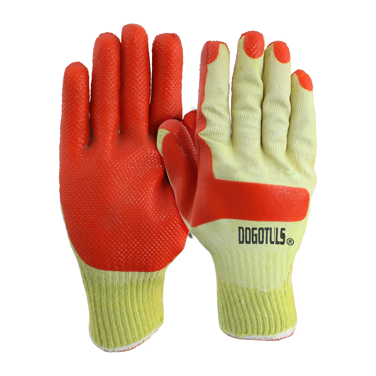 Guante de Construcción Látex Amarillo/Rojo - Paquete 6 Piezas