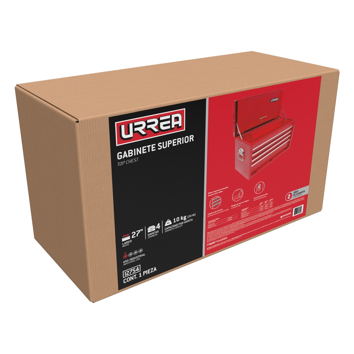 Gabinete superior con 4 gavetas color rojo 27" serie I Urrea - Imagen 2