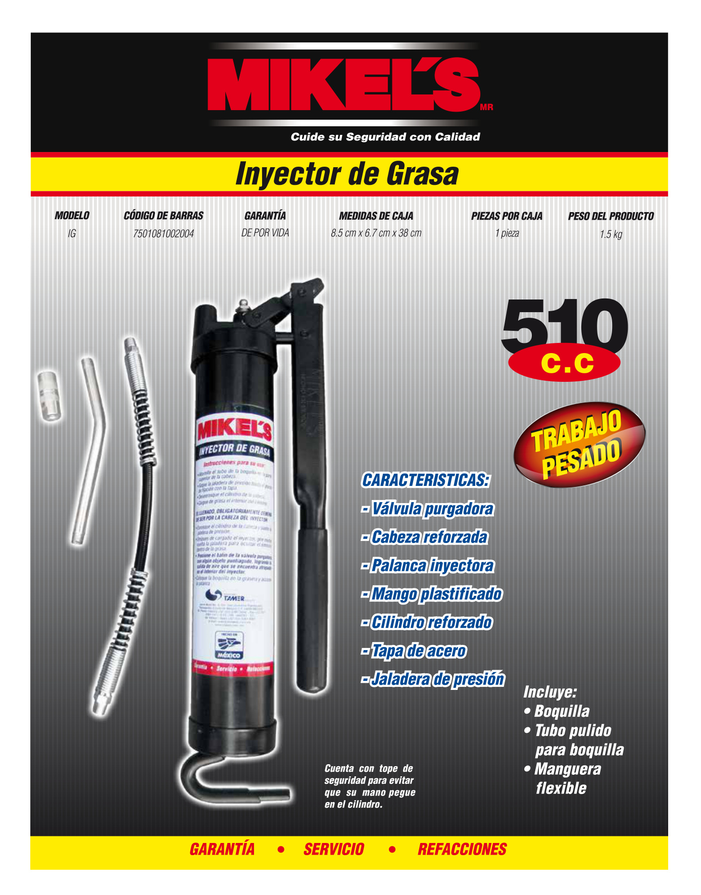 MIKELS IG Inyector de grasa (6.000 PSI, 500 c.c.) - Imagen 4
