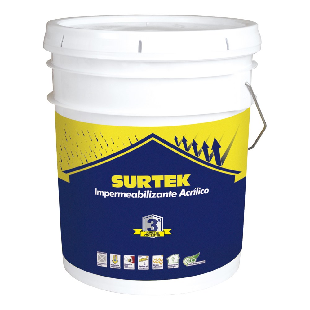 Cubeta de impermeabilizante 19 Lt color blanco con protección de 3 años Surtek
